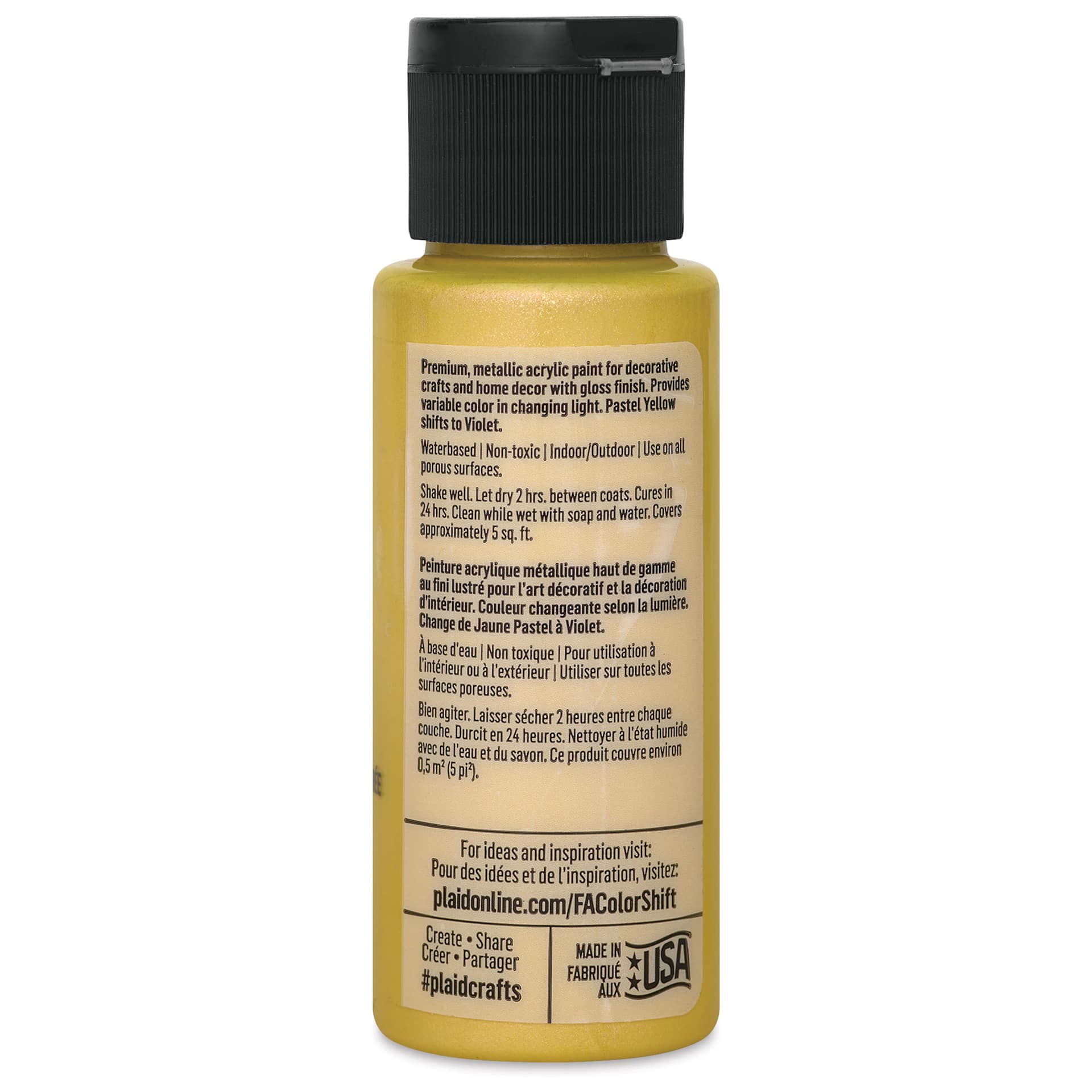 FolkArt Color Shift Paint - Yellow Pastel, 2 oz, back of bottle