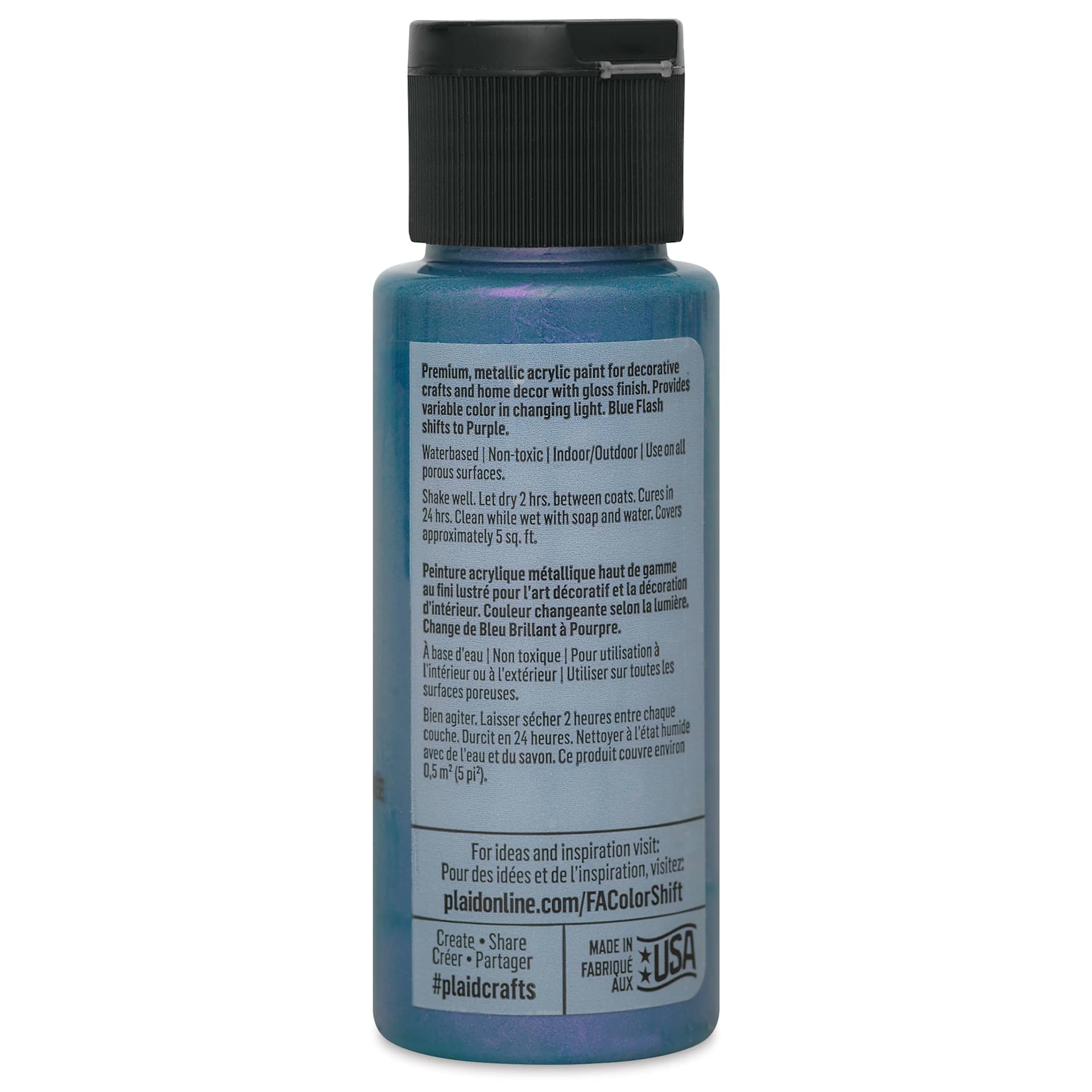 FolkArt Color Shift Paint - Blue Flash, 2 oz, back of bottle