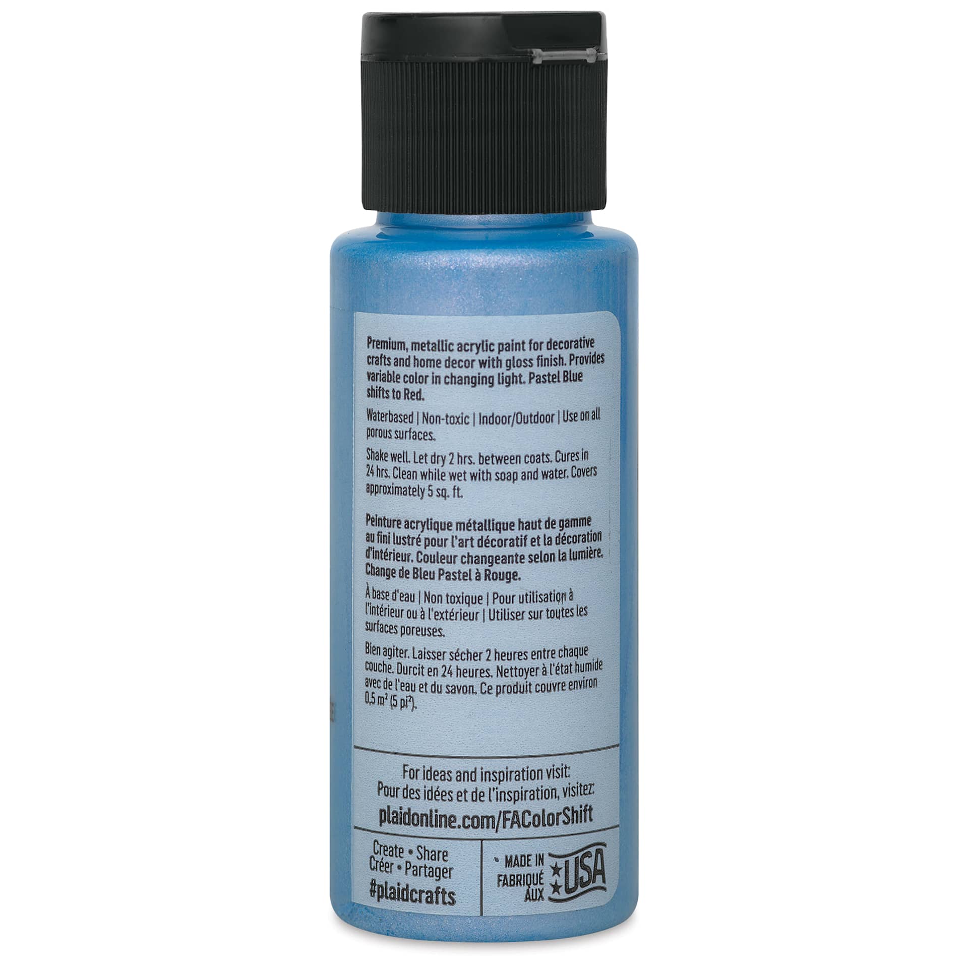 FolkArt Color Shift Paint - Blue Pastel, 2 oz, back of bottle