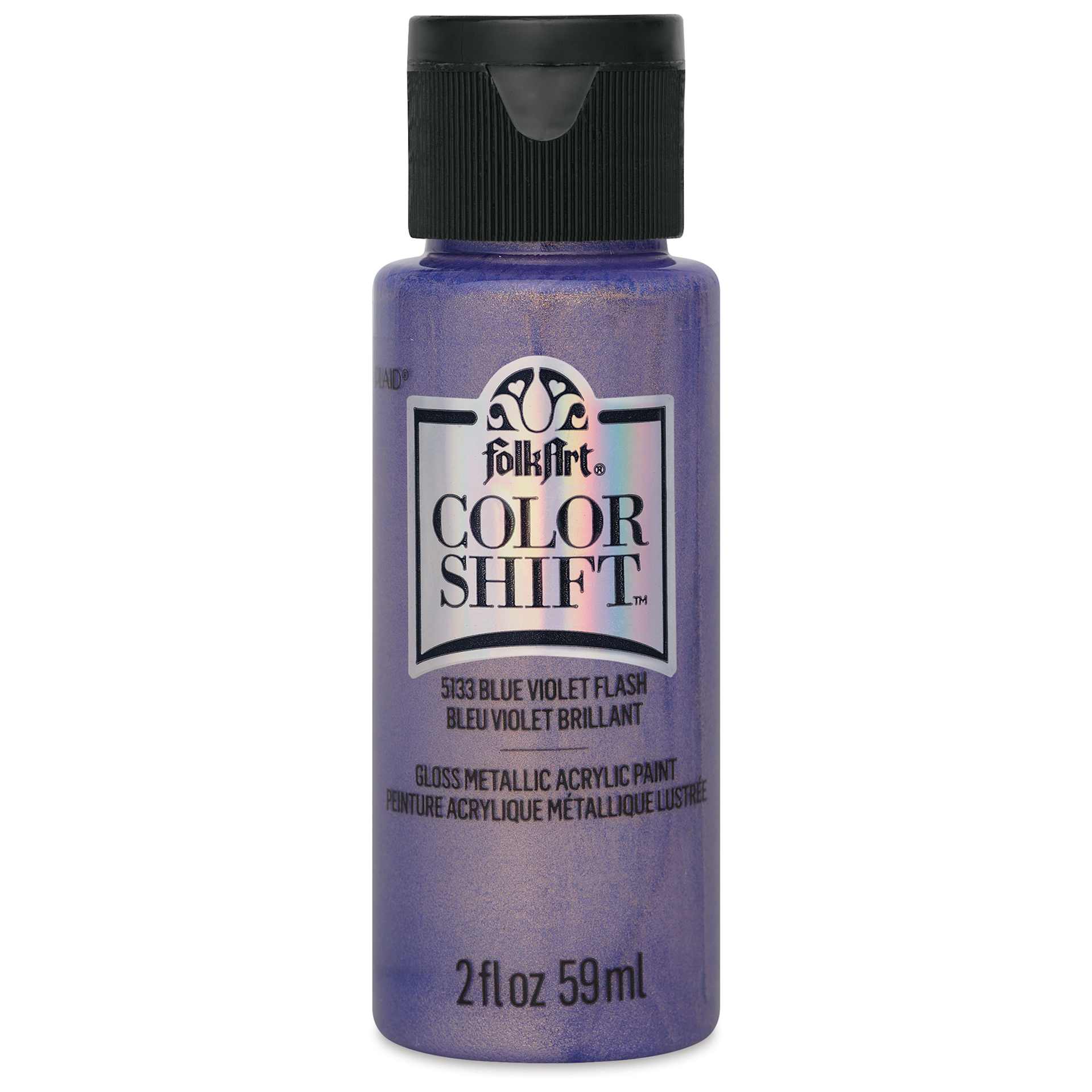 FolkArt Color Shift Paint - Blue Violet Flash, 2 oz, front of bottle