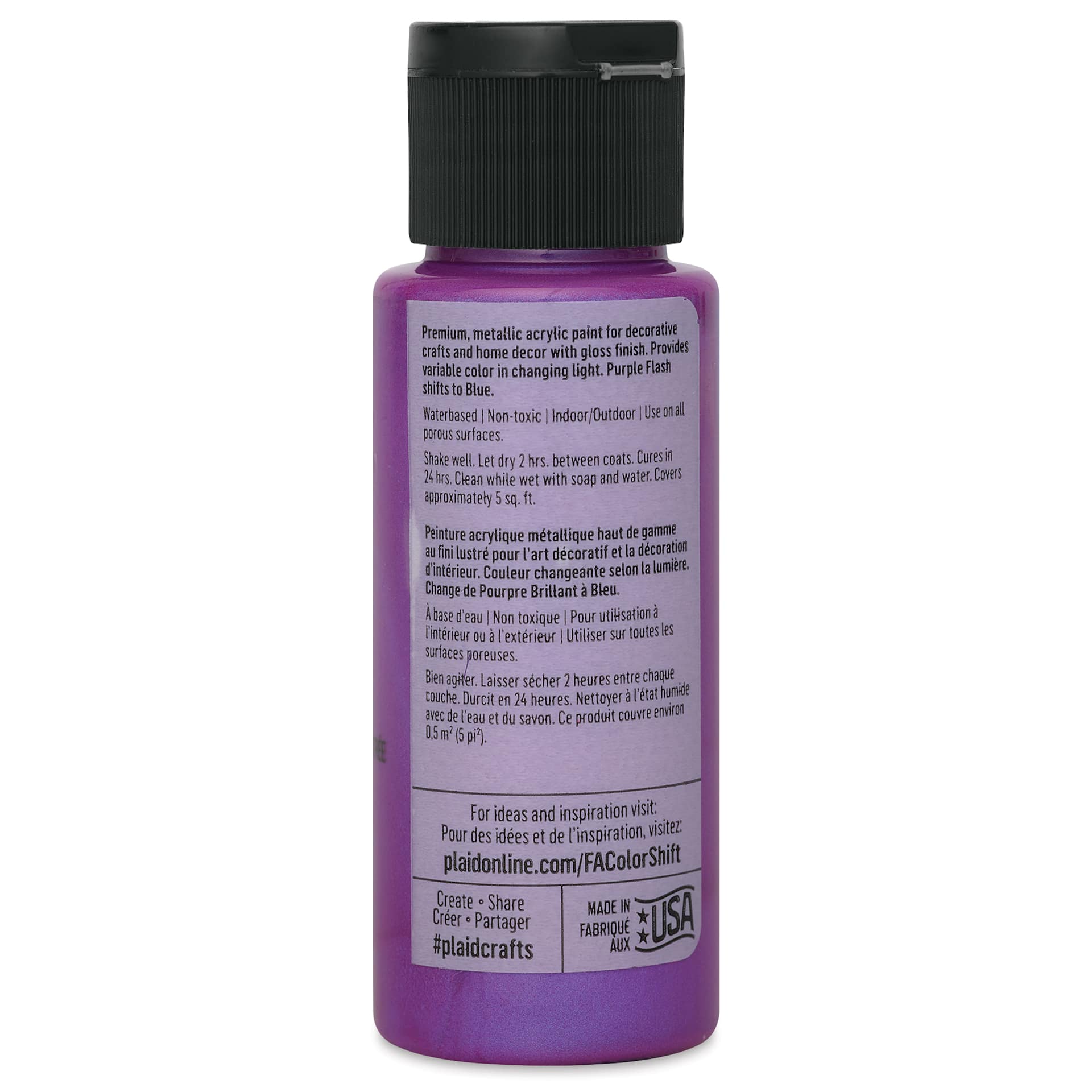 FolkArt Color Shift Paint - Purple Flash, 2 oz, back of bottle