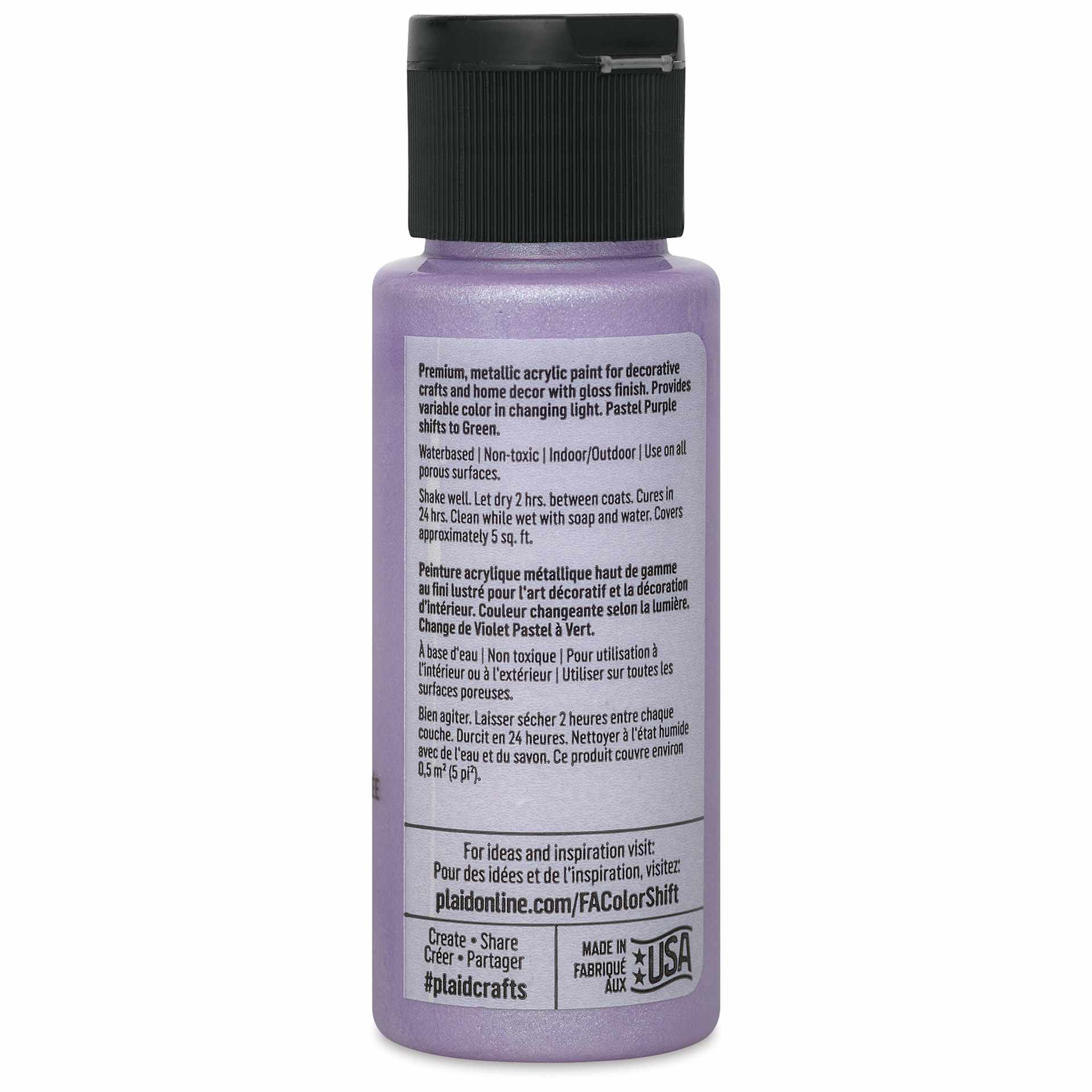 FolkArt Color Shift Paint - Purple Pastel, 2 oz, back of bottle