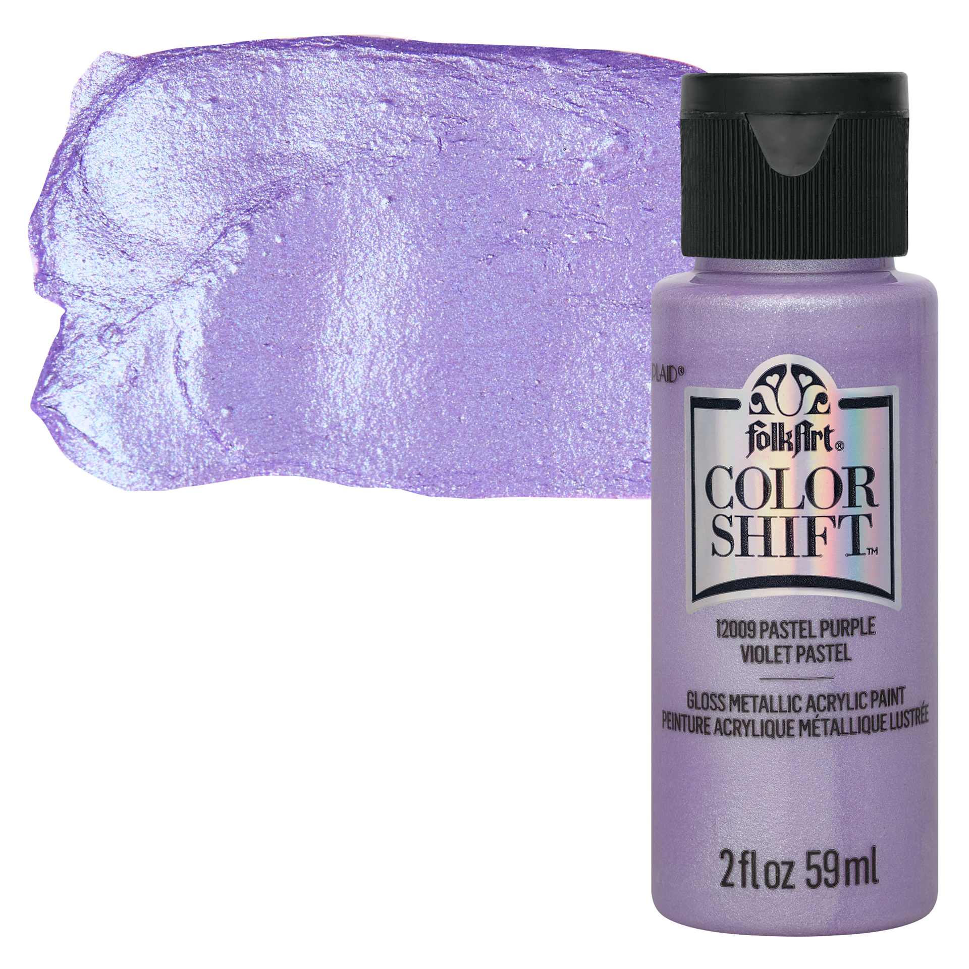 FolkArt Color Shift Paint - Purple Pastel, 2 oz, bottle with swatch