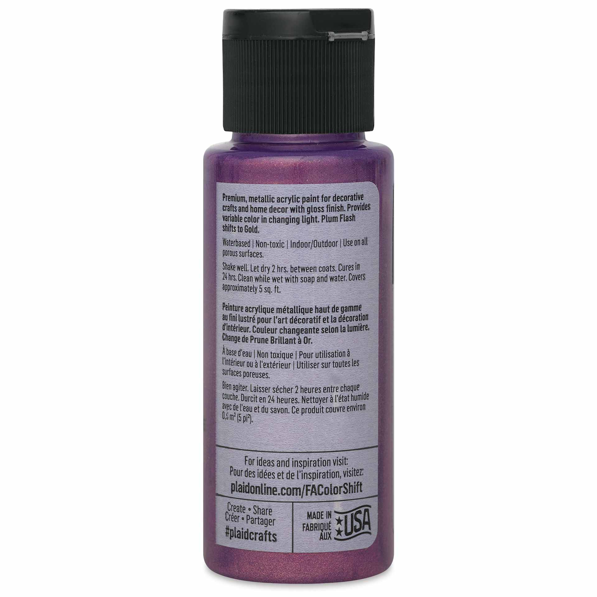 FolkArt Color Shift Paint - Plum Flash, 2 oz, back of bottle