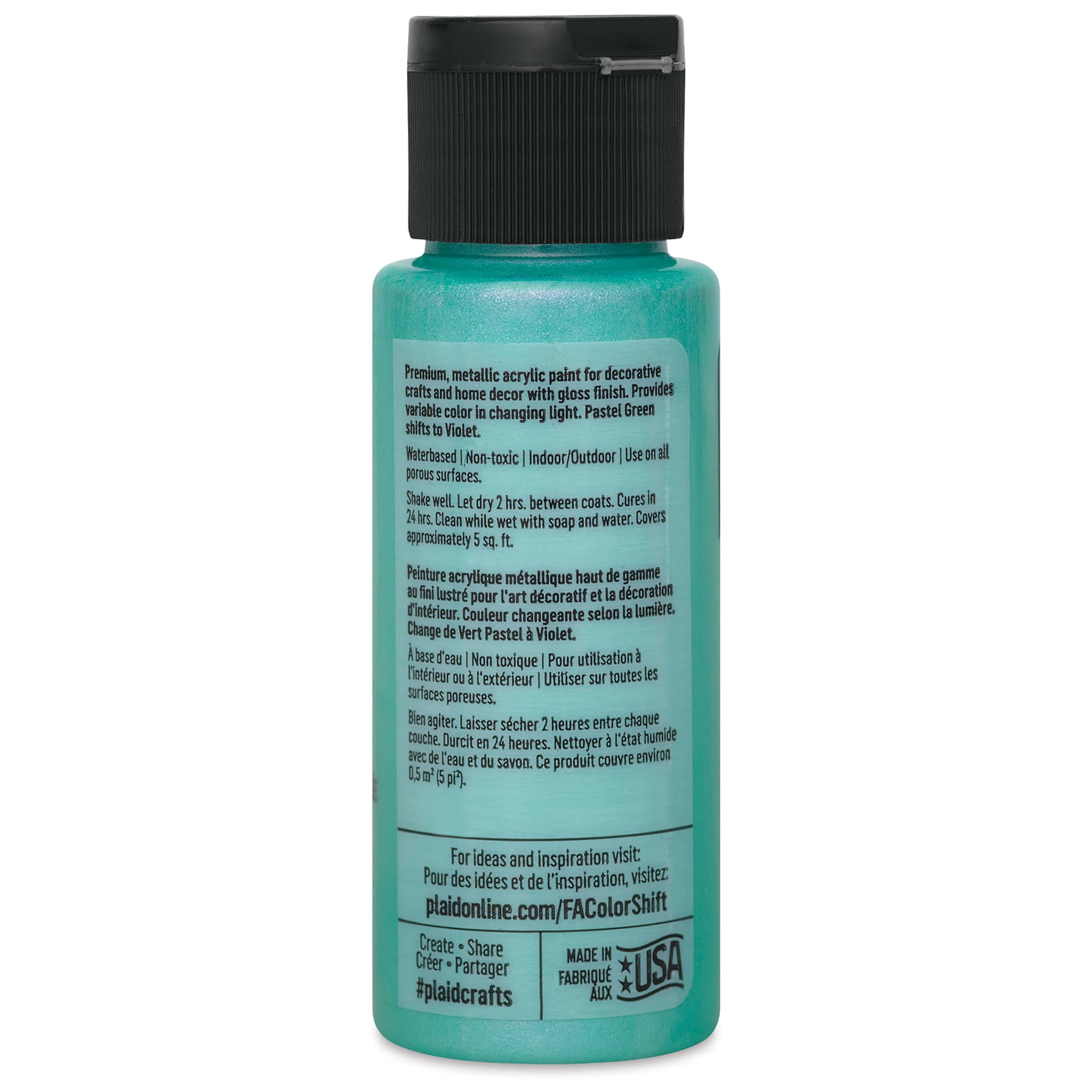 FolkArt Color Shift Paint - Green Pastel, 2 oz, back of bottle