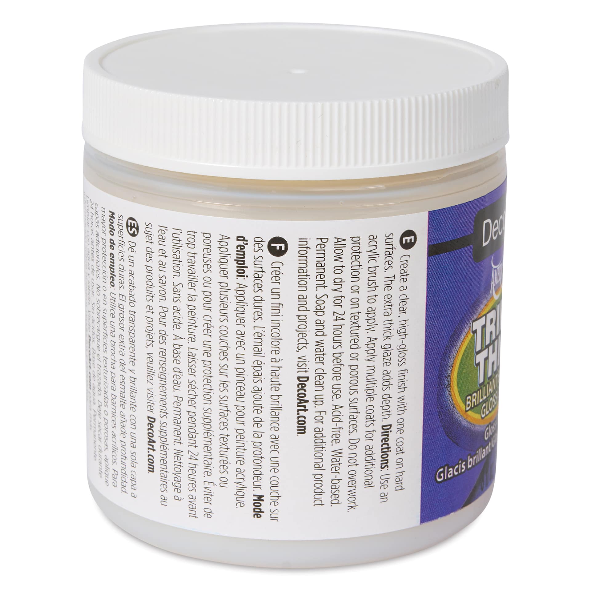 DecoArt Triple Thick Glaze Varnish - Gloss, 8 oz, Jar side