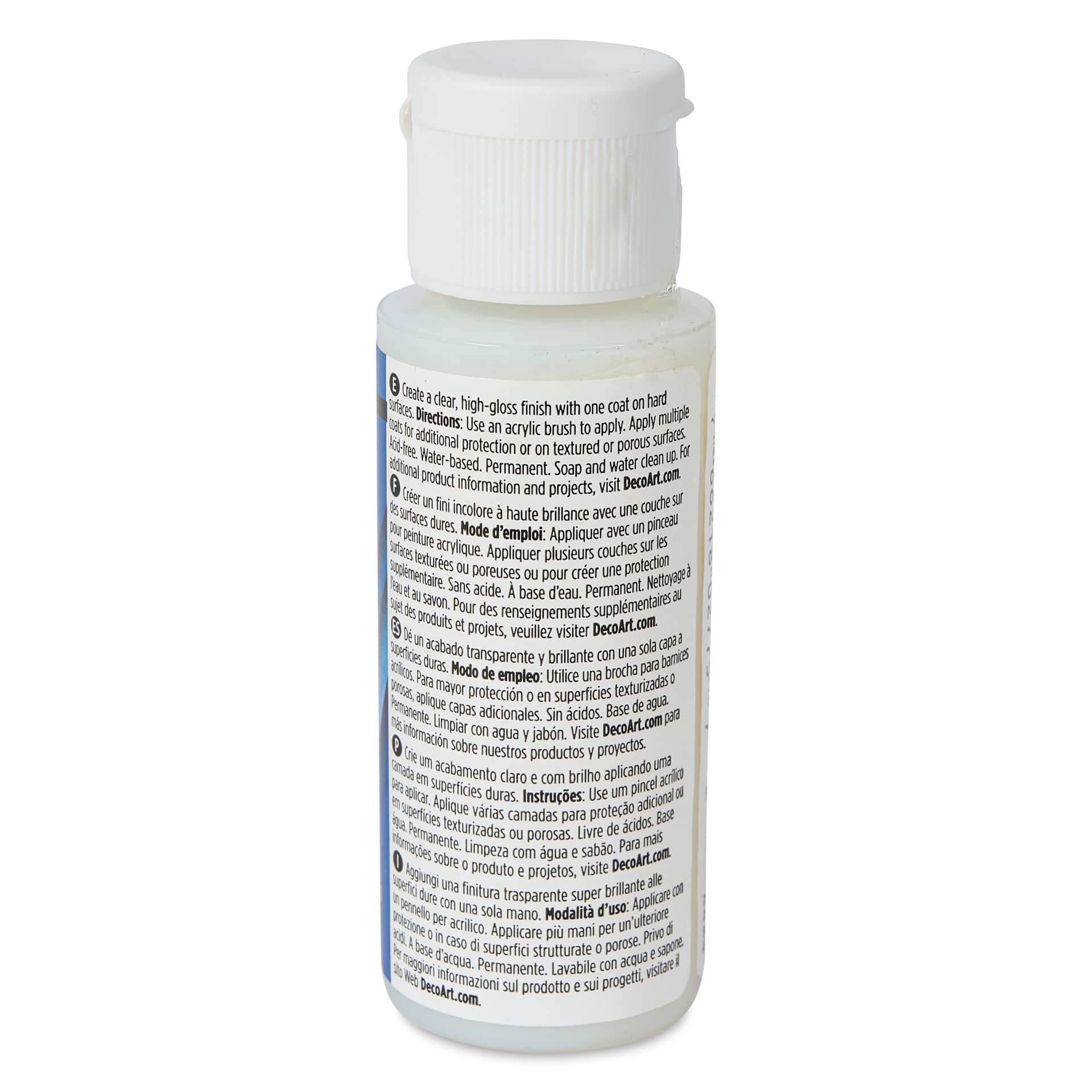 DecoArt Triple Thick Glaze Varnish - Gloss, 2 oz, Bottle back