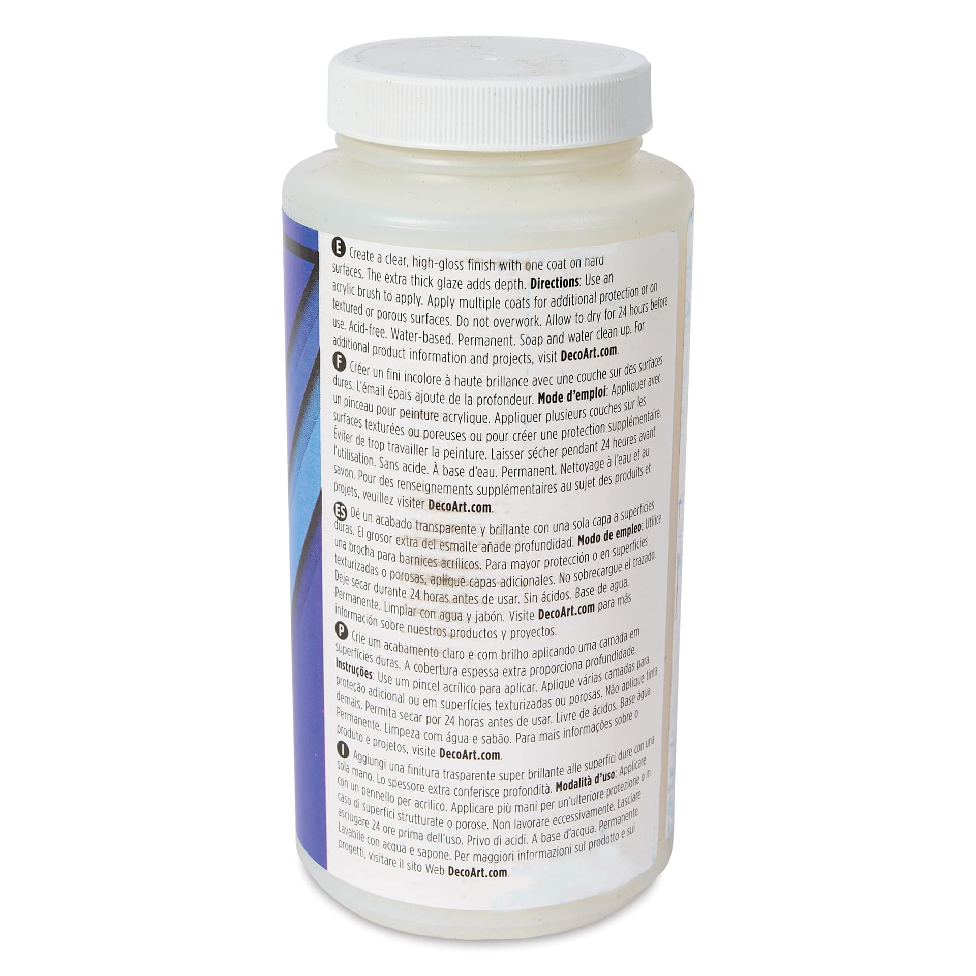 DecoArt Triple Thick Glaze Varnish - Gloss, 16 oz, Bottle back