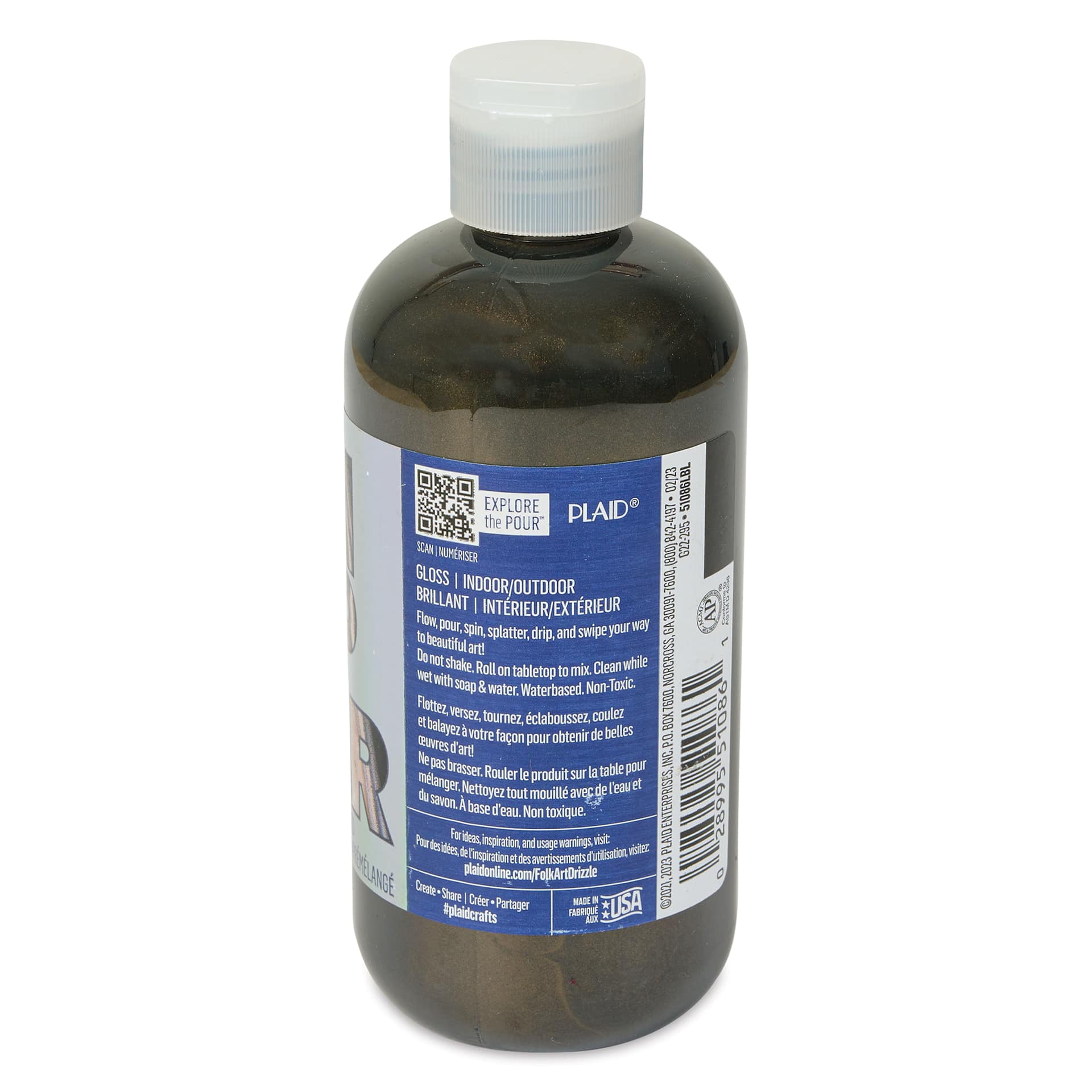 FolkArt Drizzle Acrylic Pouring Paint - Onyx Flash Color Shift, 9 oz side view