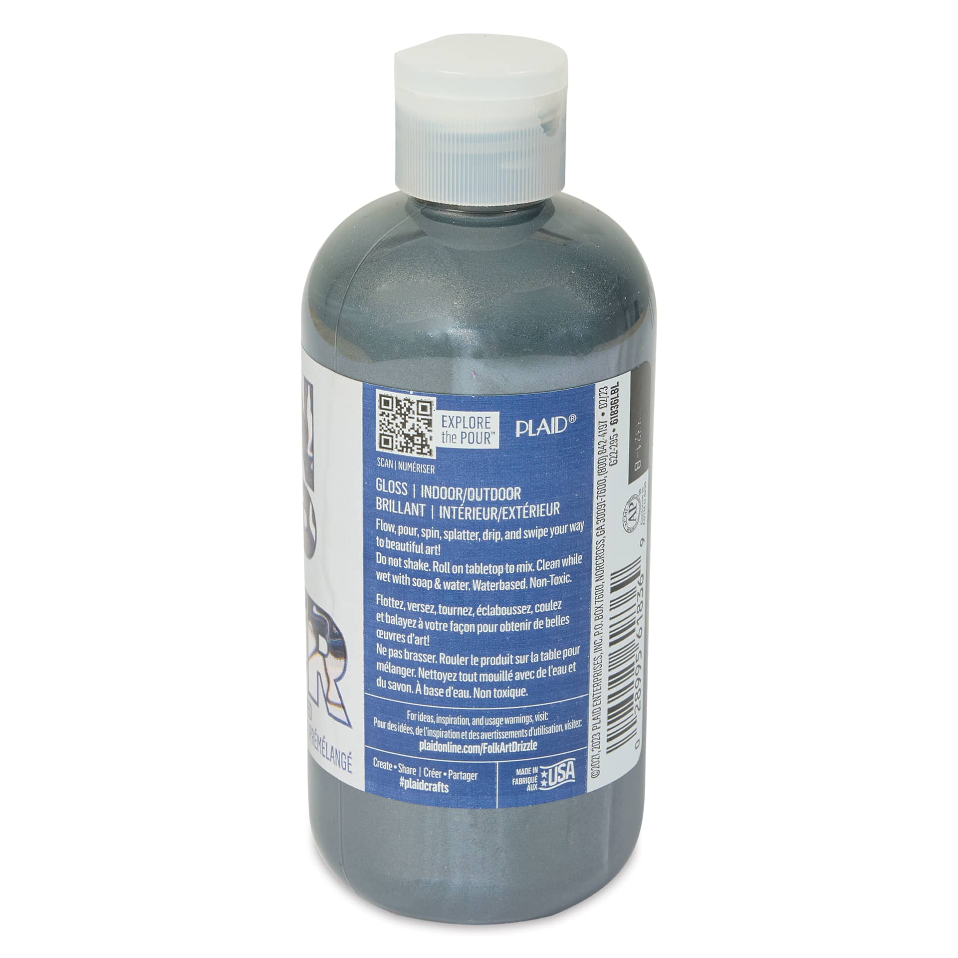 FolkArt Drizzle Acrylic Pouring Paint - Mercury Metallic, 9 oz back