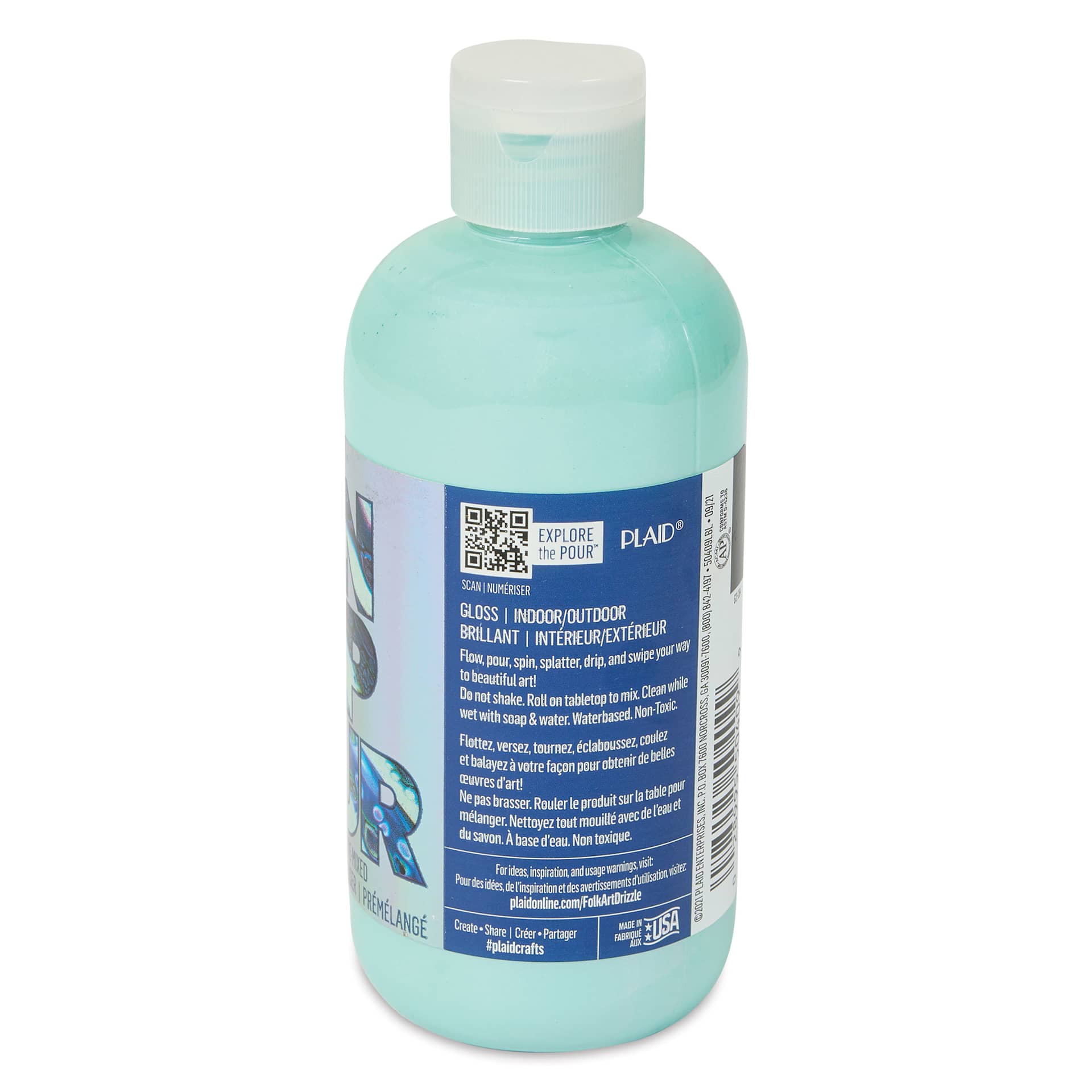FolkArt Drizzle Acrylic Pouring Paint - Mint2B Flash Color Shift, 9 oz side view