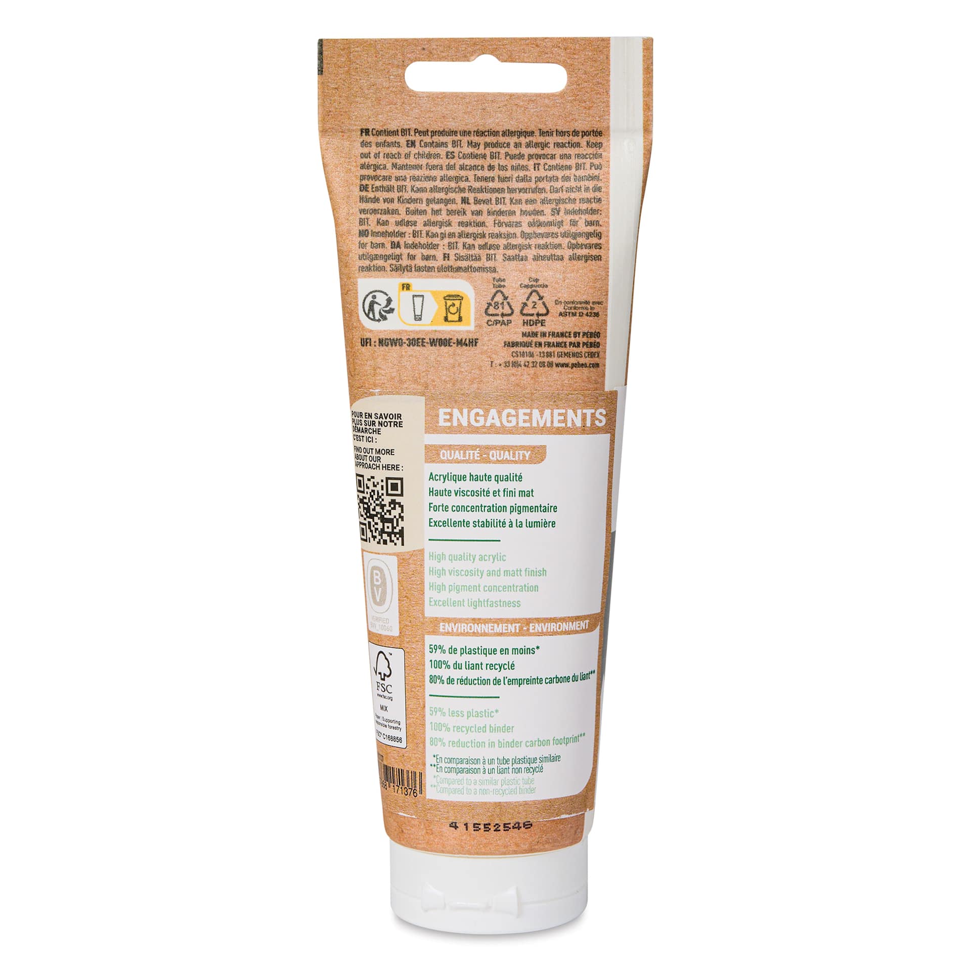 Pebeo Origin Acrylic Paint - Titanium White, 120 ml back
