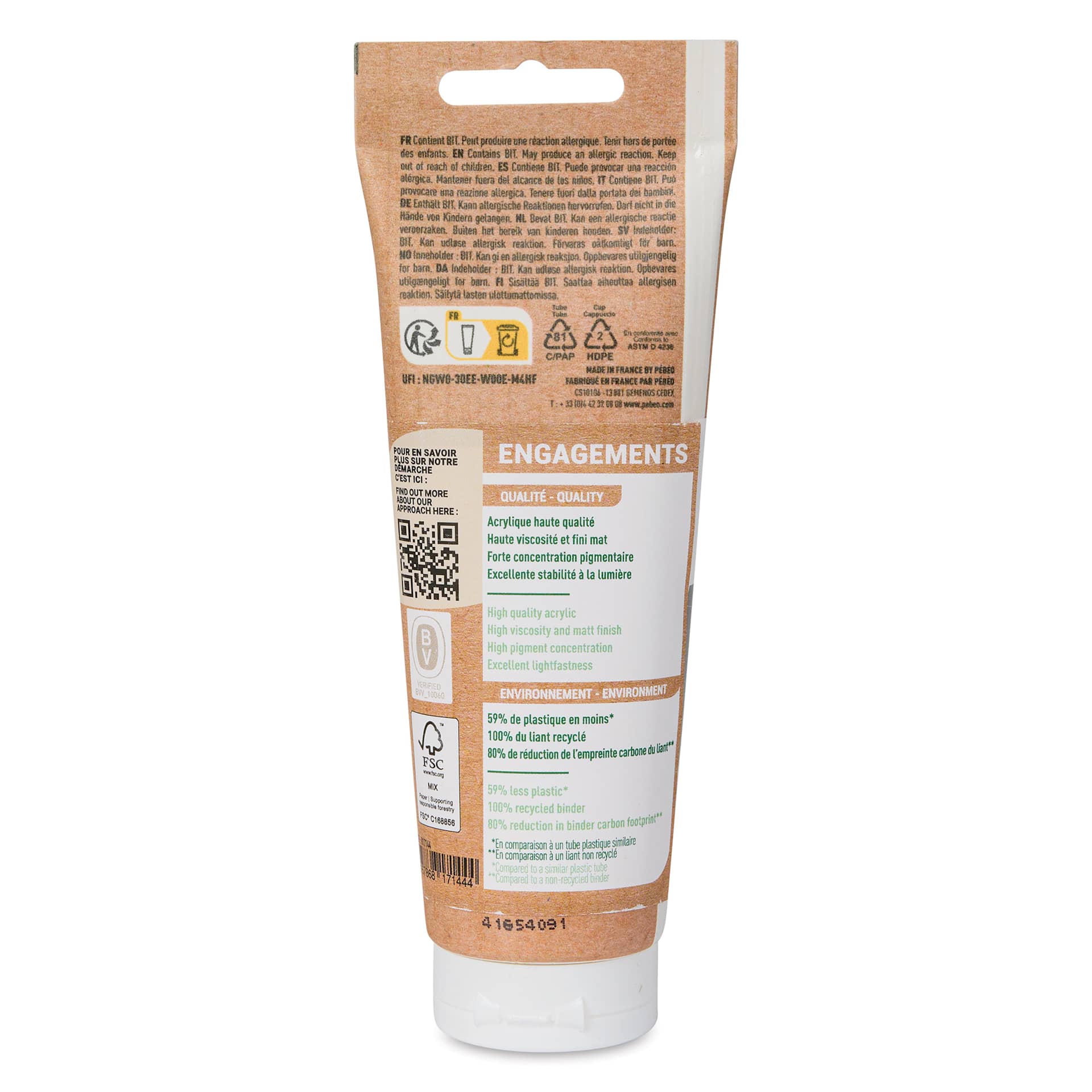 Pebeo Origin Acrylic Paint - Iridescent White, 120 ml back