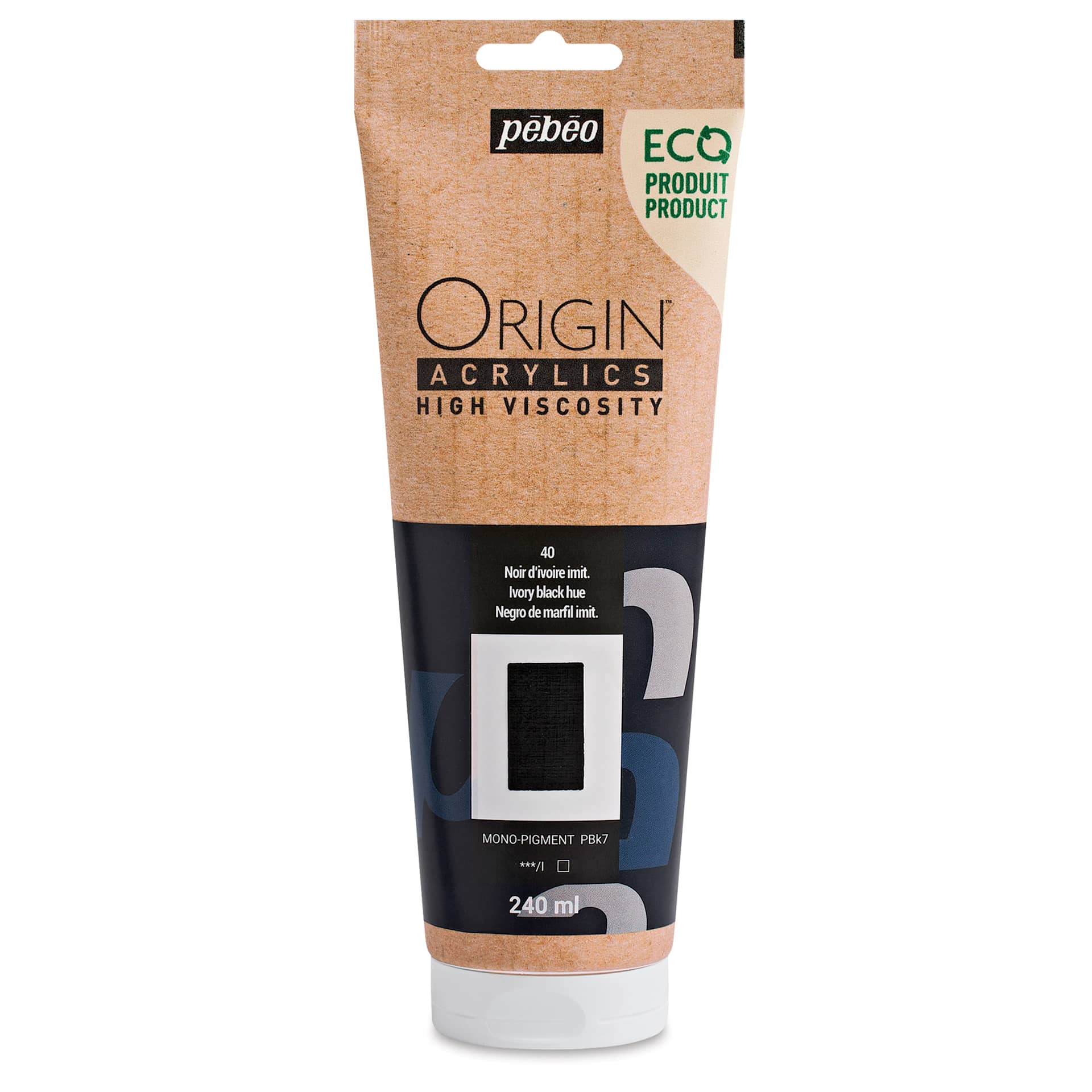 Pebeo Origin Acrylic Paint - Ivory Black Hue, 240 ml
