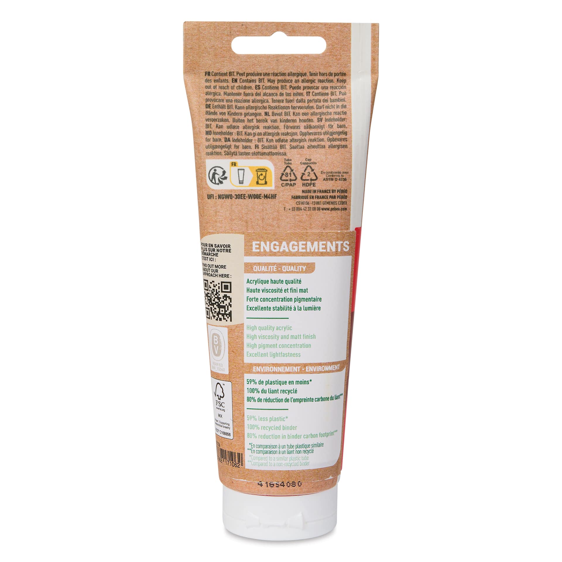 Pebeo Origin Acrylic Paint - Vermilion, 120 ml tube back