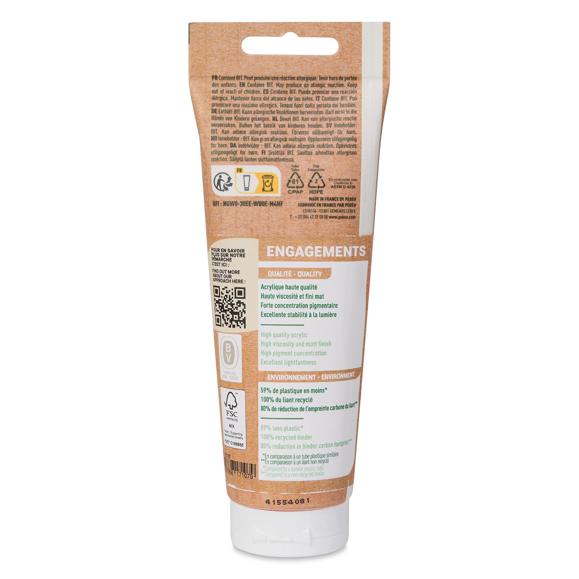 Pebeo Origin Acrylic Paint - Cadmium Red Hue, 120 ml back