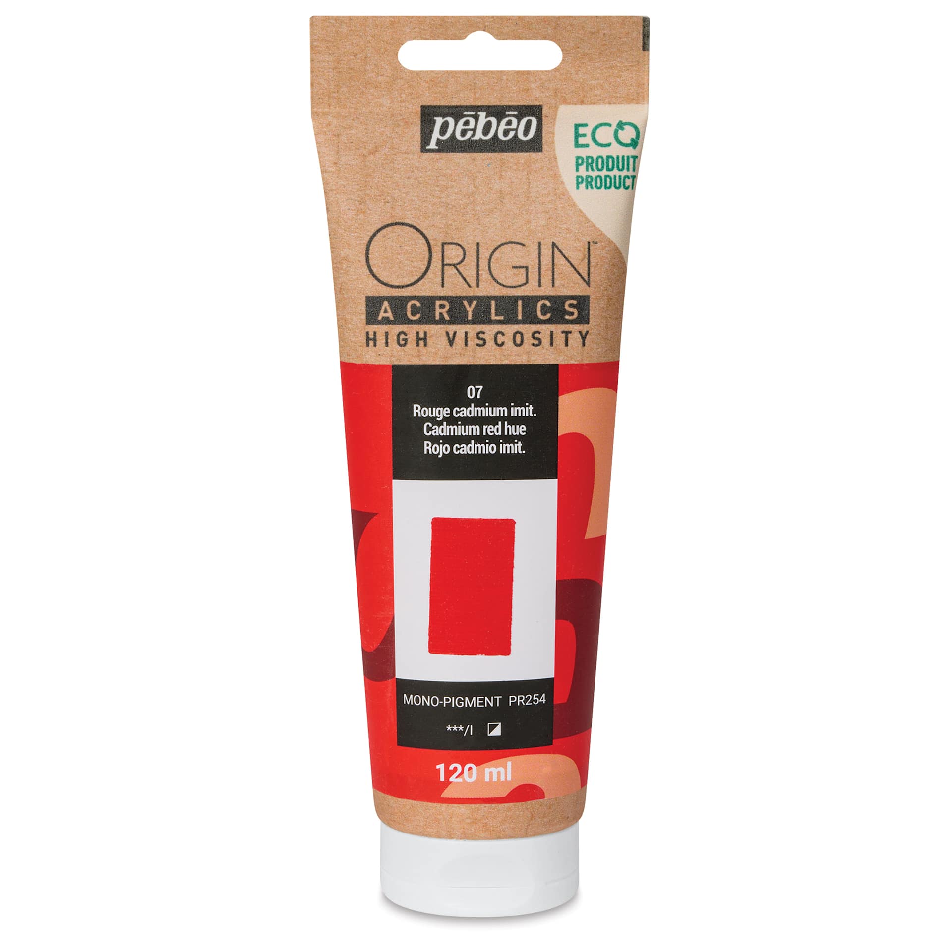 Pebeo Origin Acrylic Paint - Cadmium Red Hue, 120 ml
