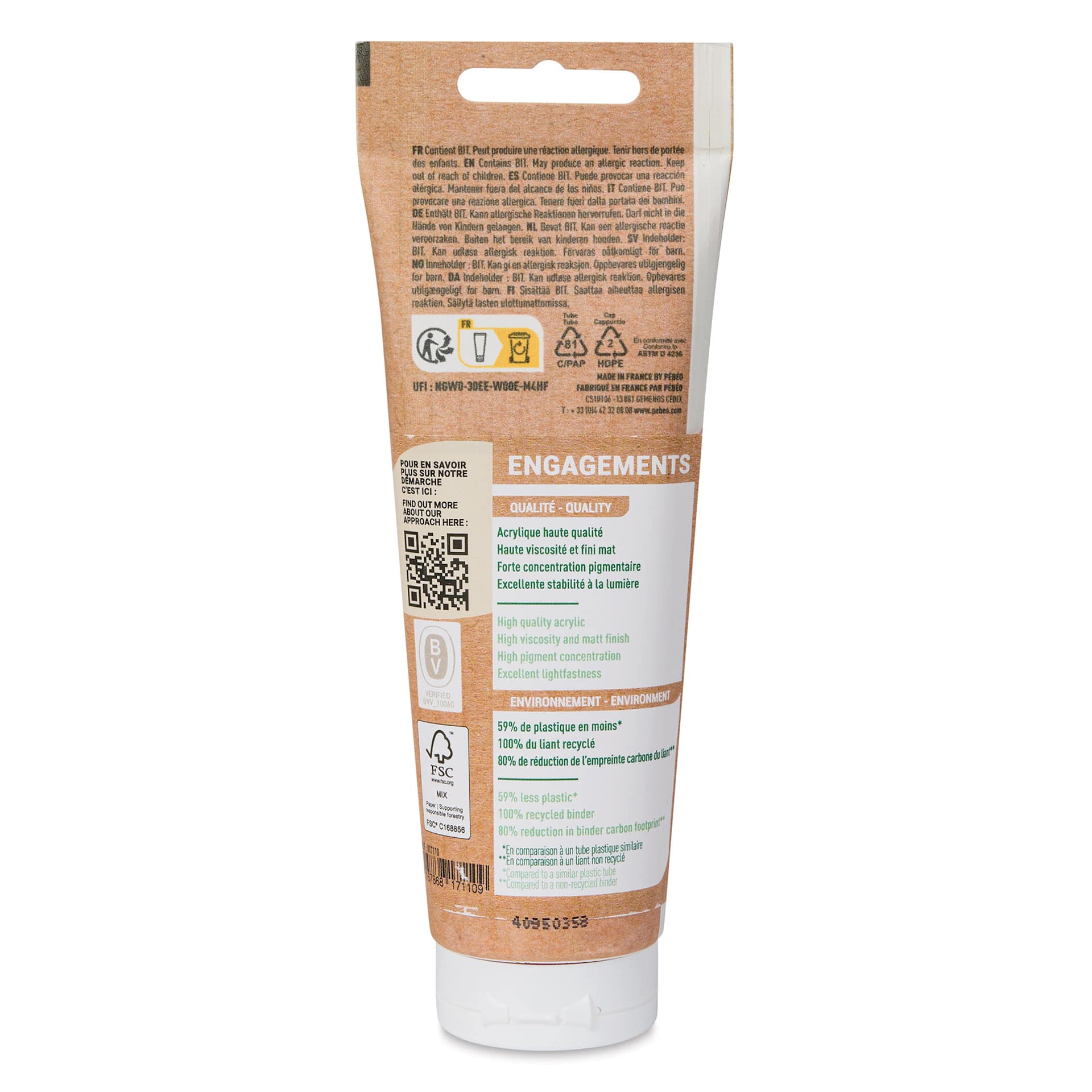 Pebeo Origin Acrylic Paint - Quinacridone Magenta, 120 ml tube back