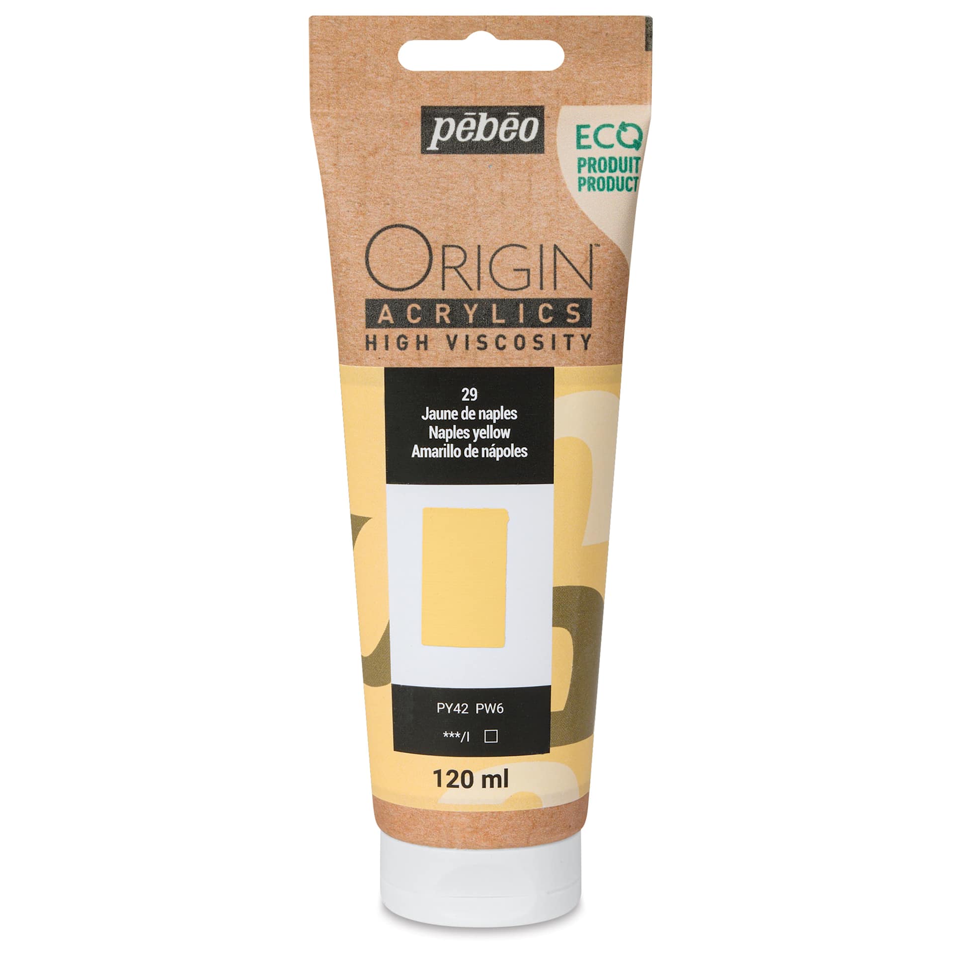 Pebeo Origin Acrylic Paint - Naples Yellow, 120 ml - front