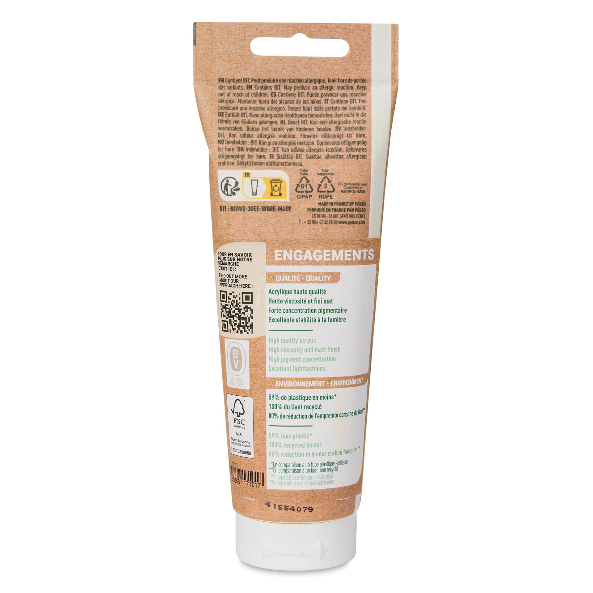 Pebeo Origin Acrylic Paint - Lemon Cadmium Yellow Hue, 120 ml back