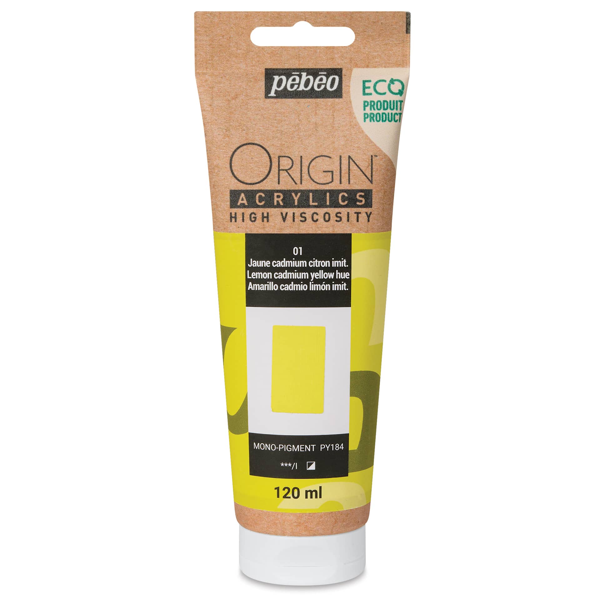 Pebeo Origin Acrylic Paint - Lemon Cadmium Yellow Hue, 120 ml