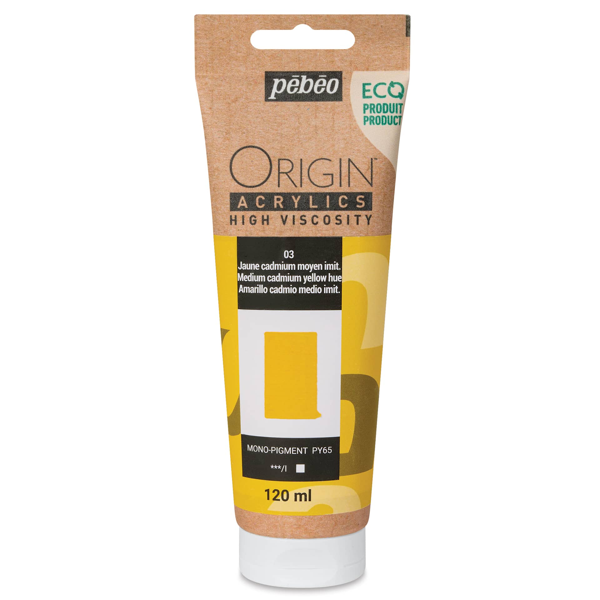 Pebeo Origin Acrylic Paint - Medium Cadmium Yellow Hue, 120 ml
