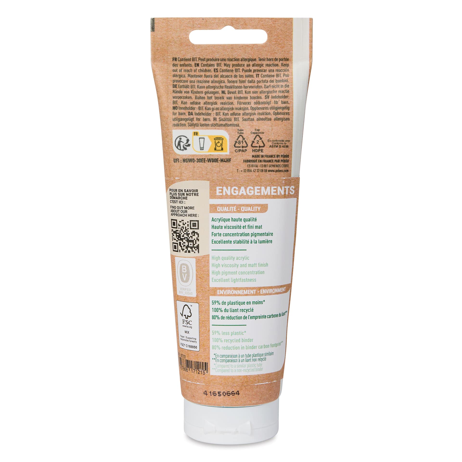 Pebeo Origin Acrylic Paint - Turquoise Blue, 120 ml tube back