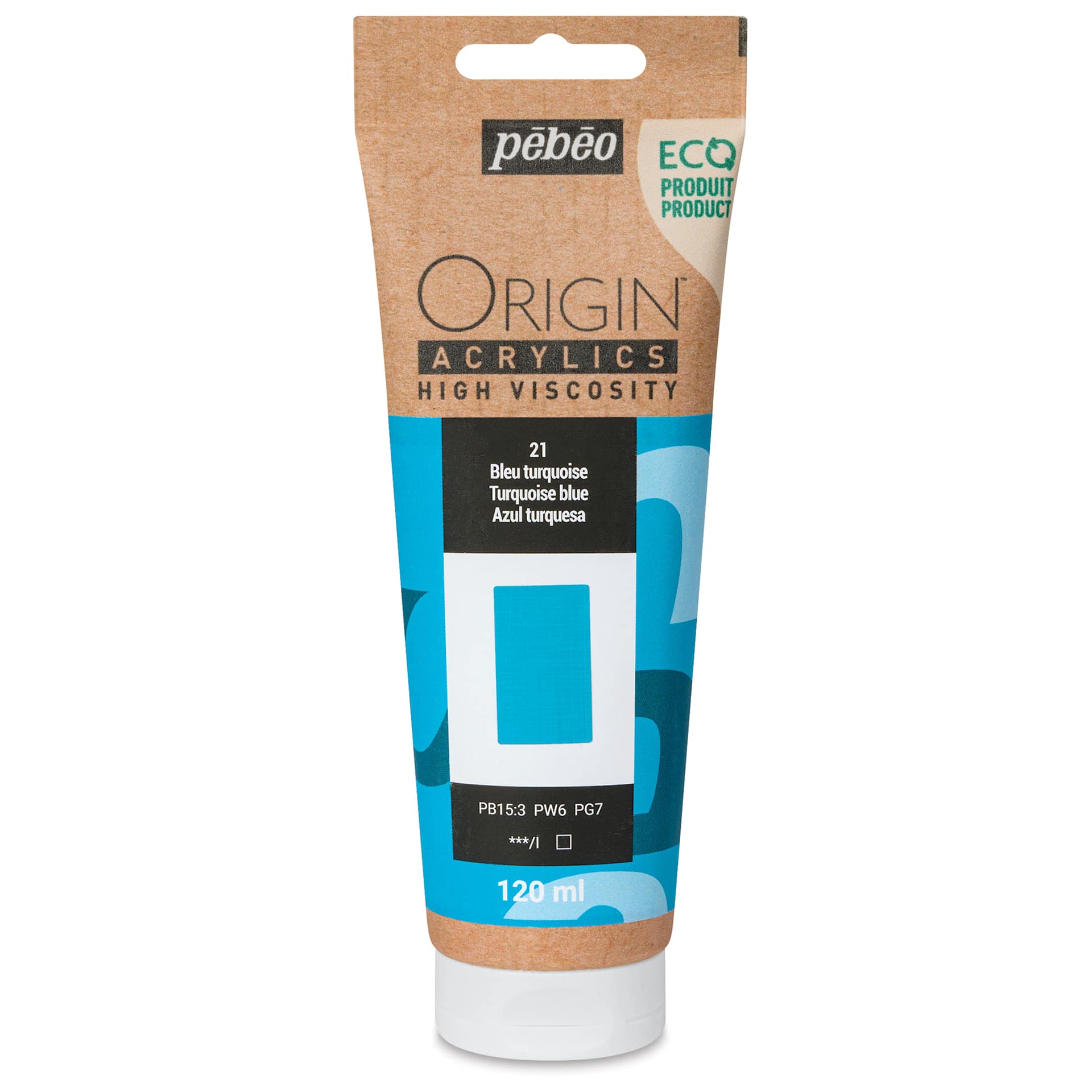 Pebeo Origin Acrylic Paint - Turquoise Blue, 120 ml