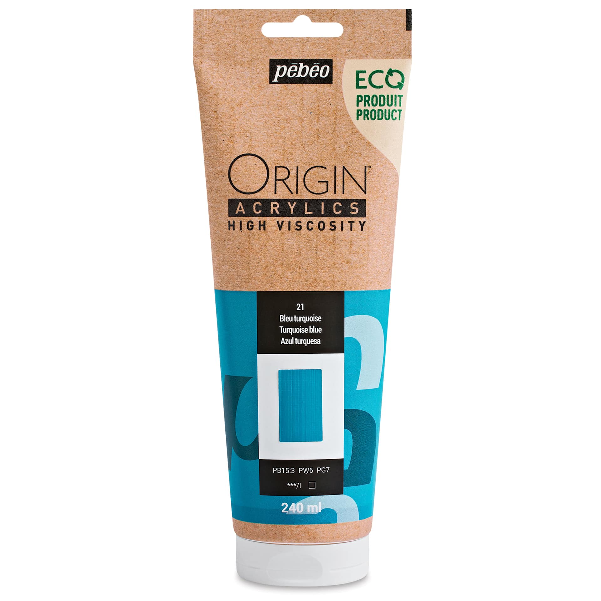 Pebeo Origin Acrylic Paint - Turquoise Blue, 240 ml
