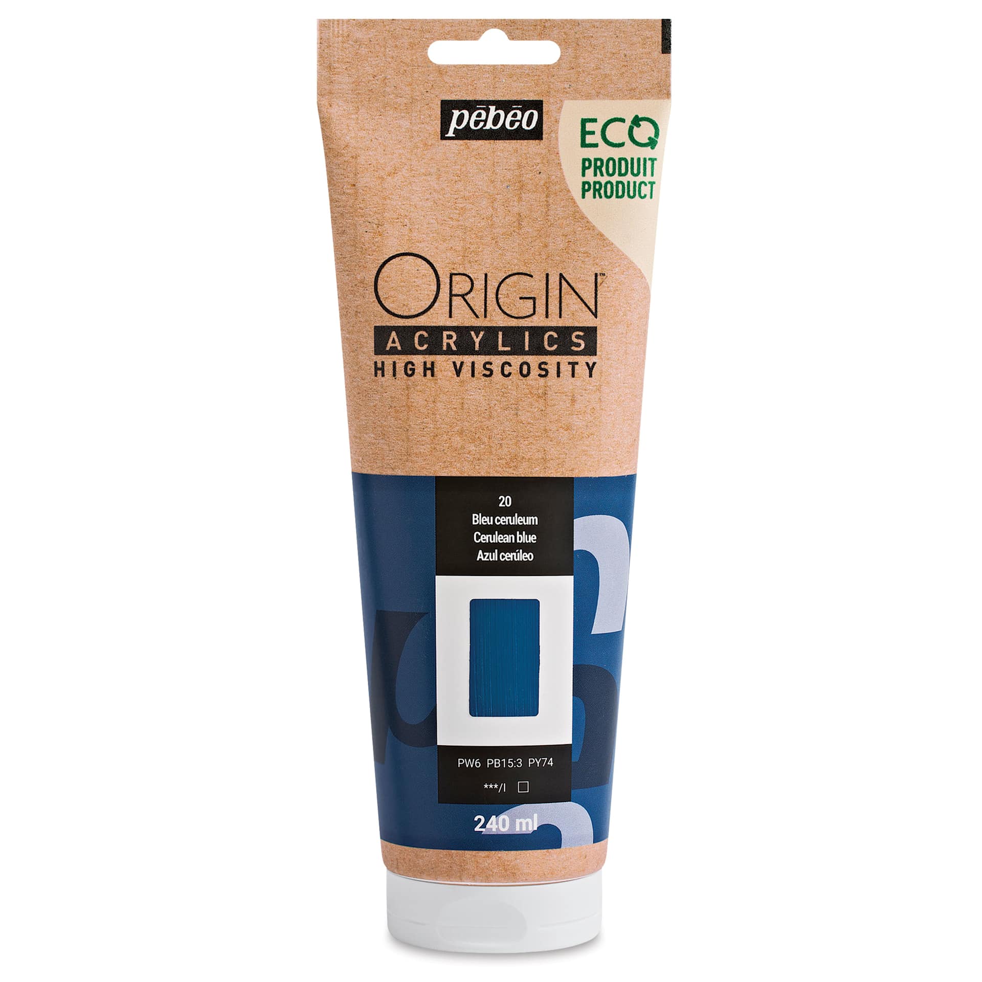Pebeo Origin Acrylic Paint - Cerulean Blue, 240 ml