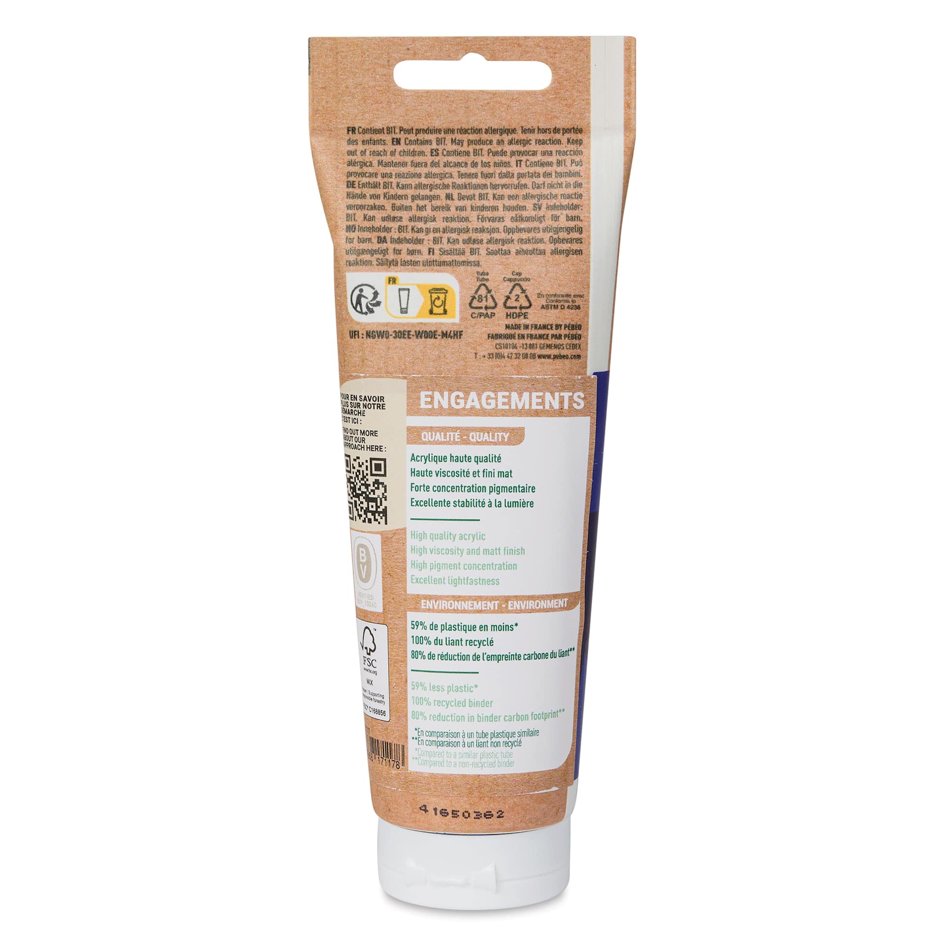 Pebeo Origin Acrylic Paint - Ultramarine Blue, 120 ml tube back