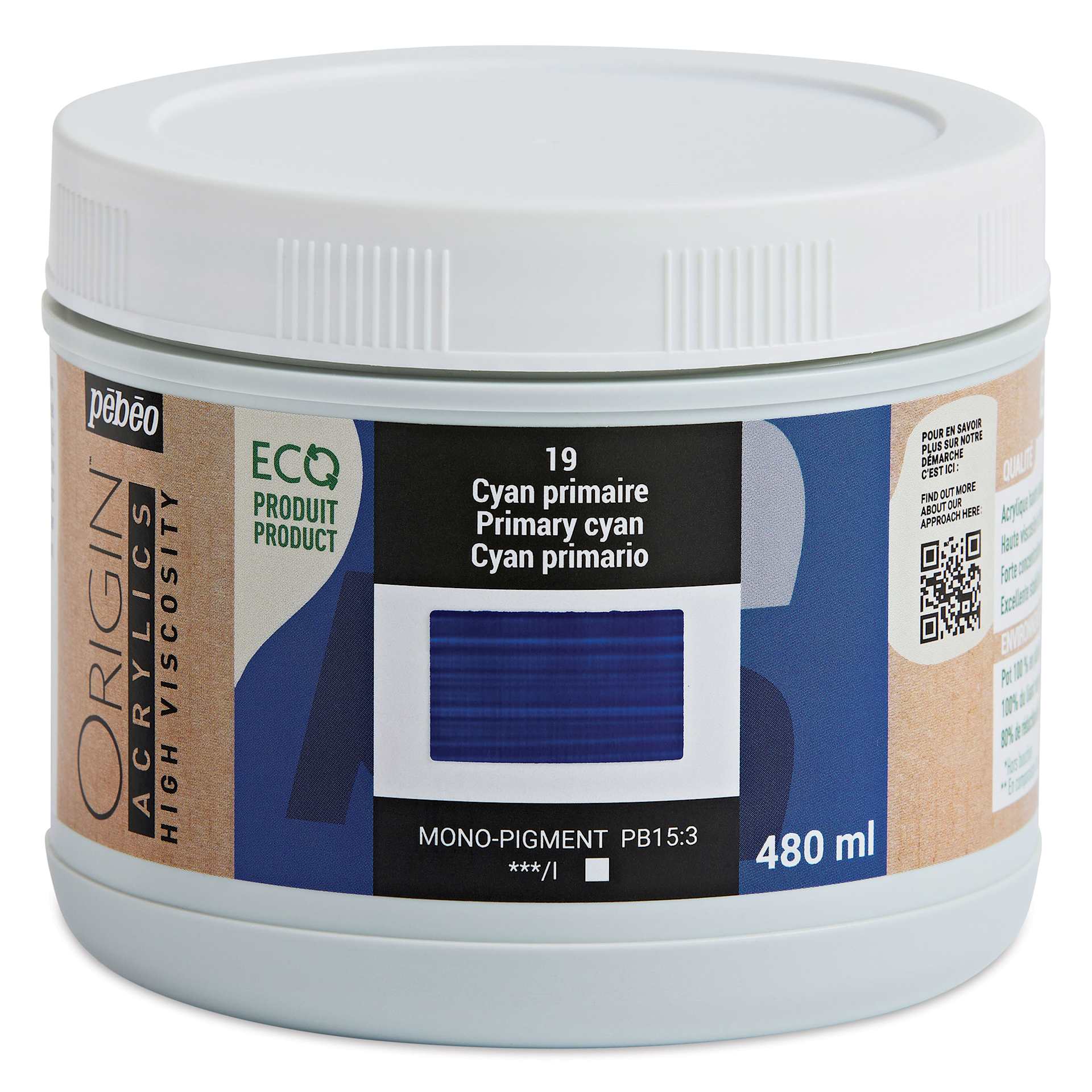Pebeo Origin Acrylic Paint - Primary Cyan, 240 ml