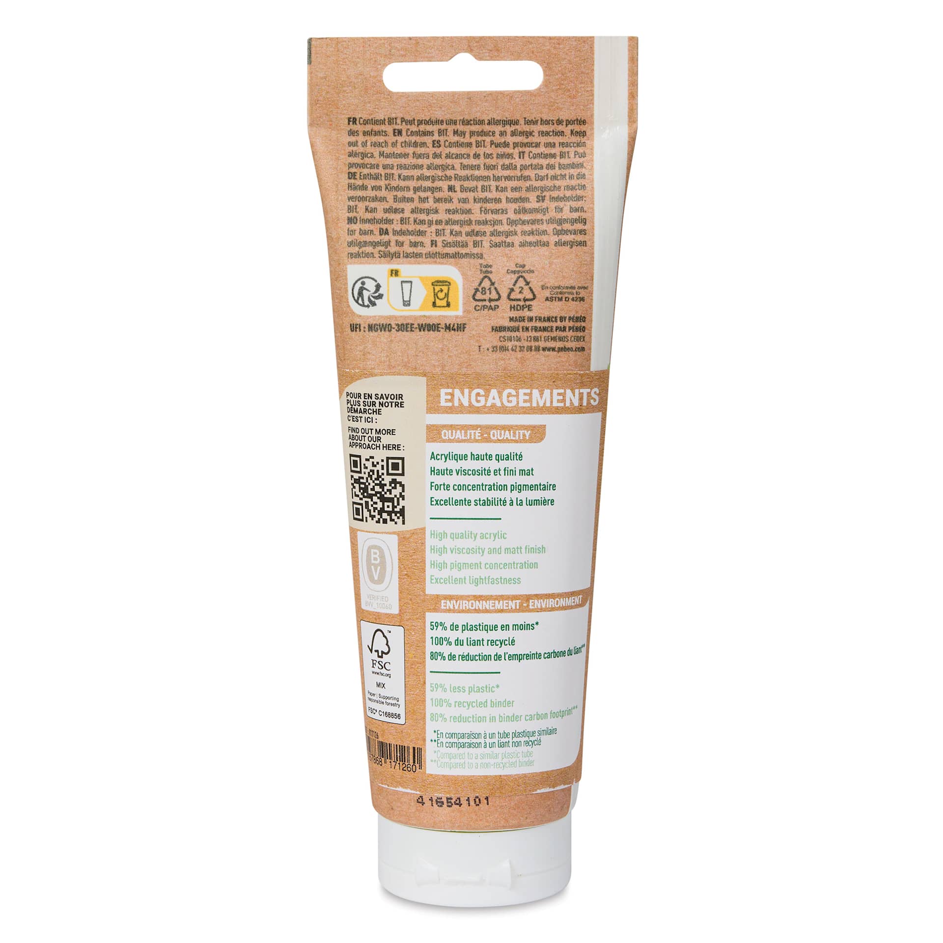 Pebeo Origin Acrylic Paint - Light Olive Green, 120 ml back