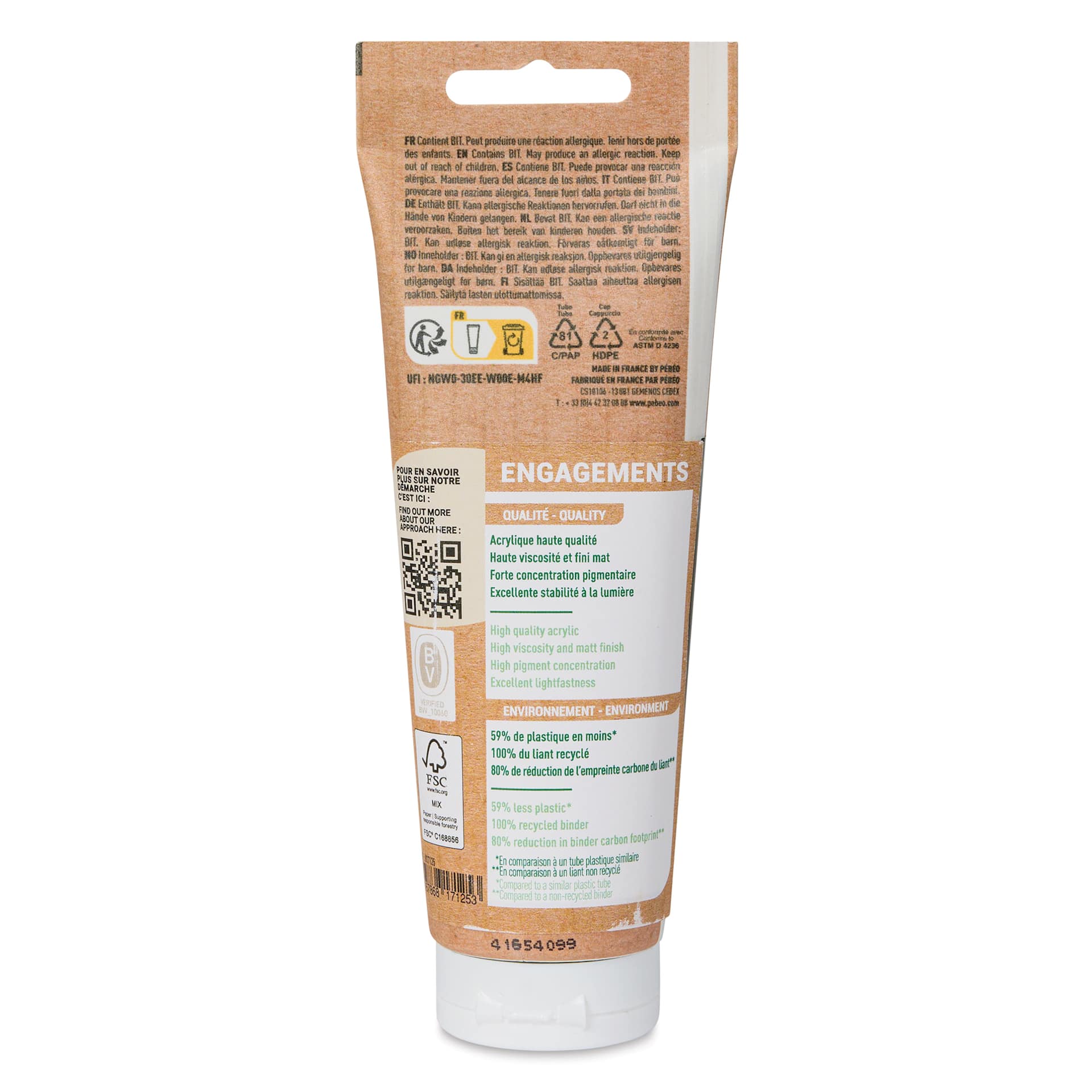 Pebeo Origin Acrylic Paint - Sap Green, 120 ml tube back
