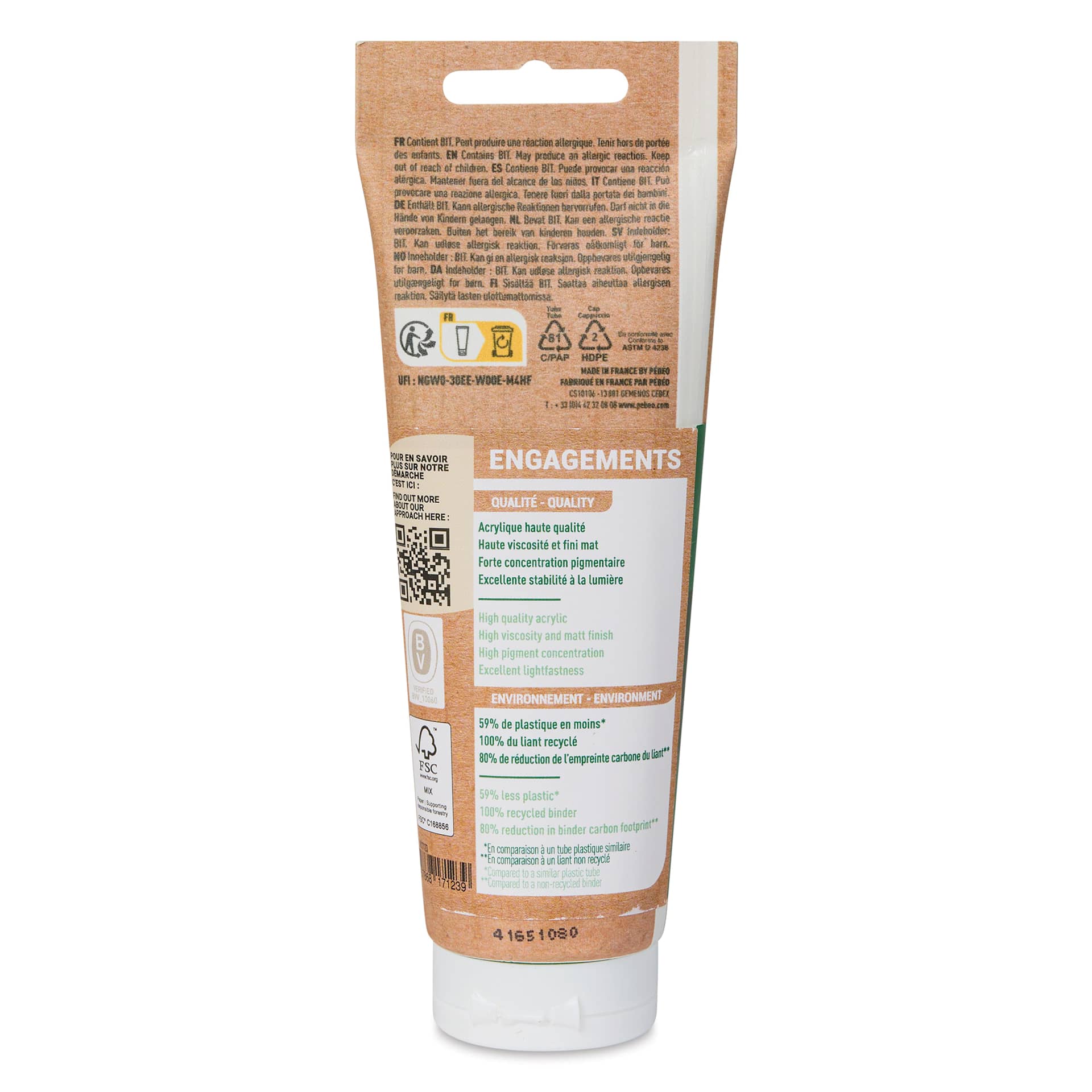 Pebeo Origin Acrylic Paint - Permanent Green Light, 120 ml back
