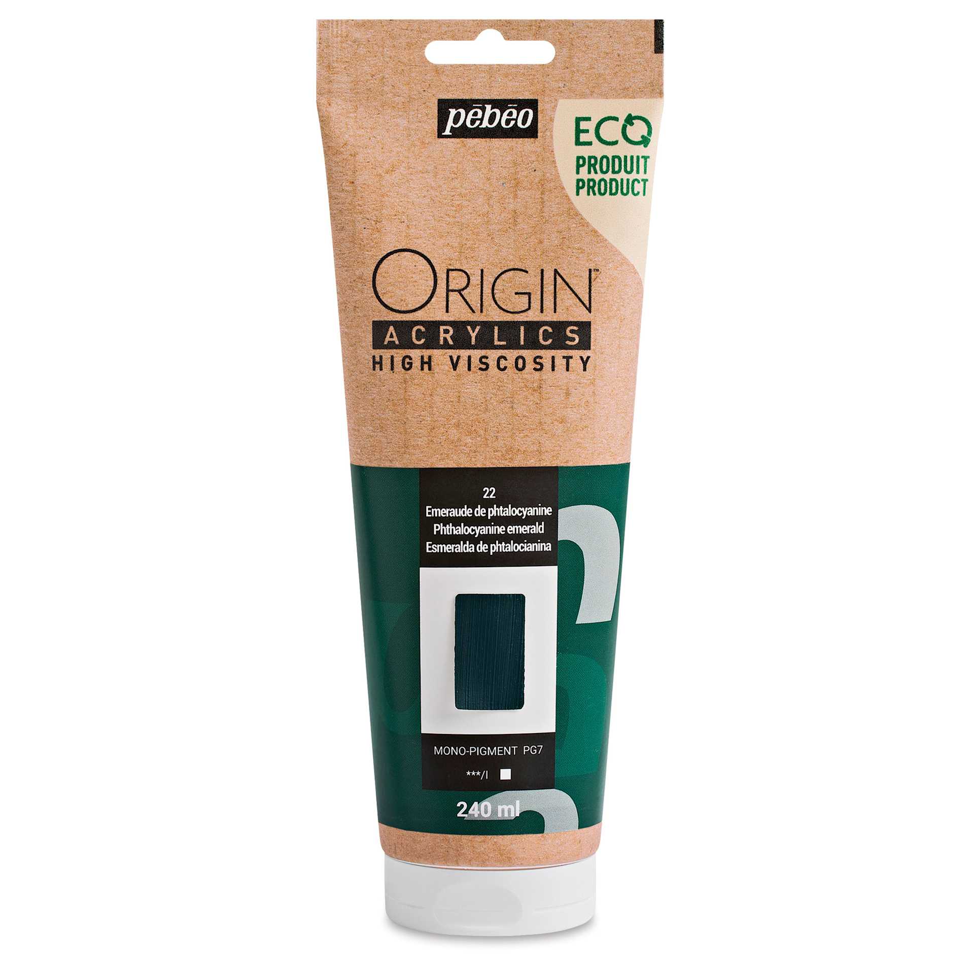 Pebeo Origin Acrylic Paint - Phthalocyanine Emerald, 240 ml