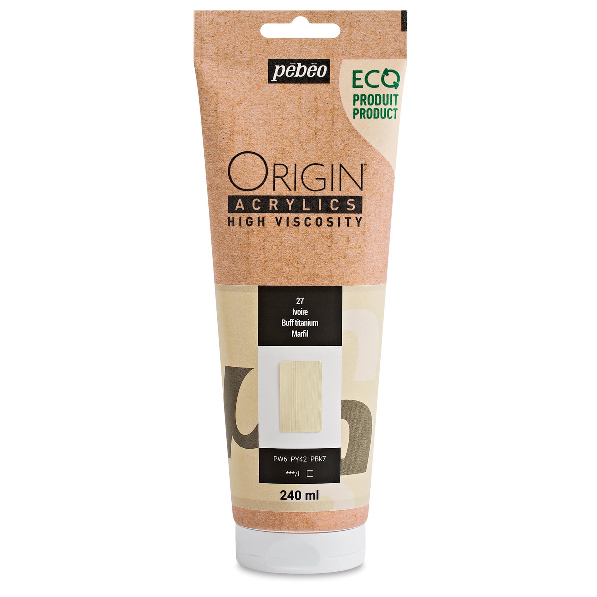 Pebeo Origin Acrylic Paint - Buff Titanium, 240 ml