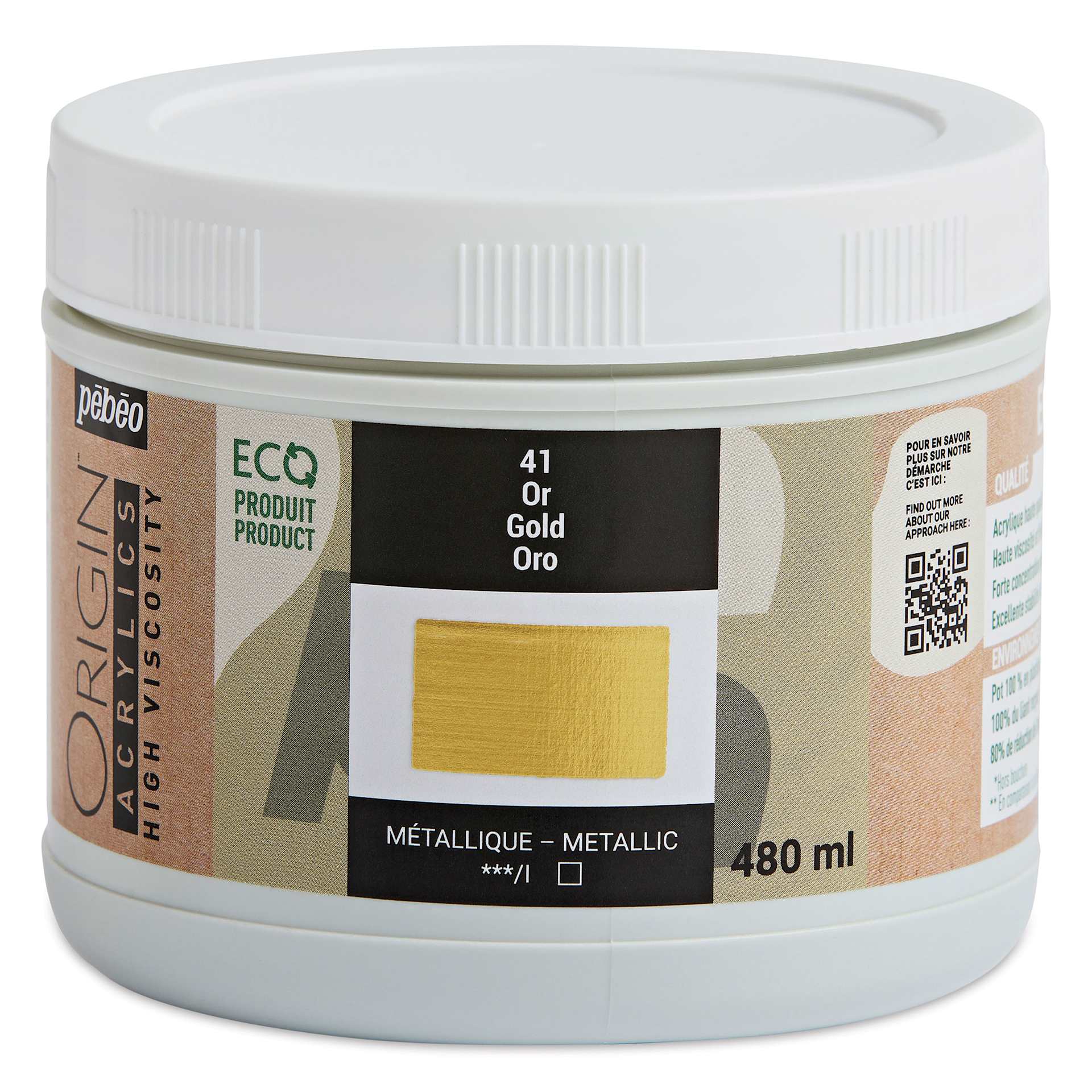Pebeo Origin Acrylic Paint - Gold, 480 ml