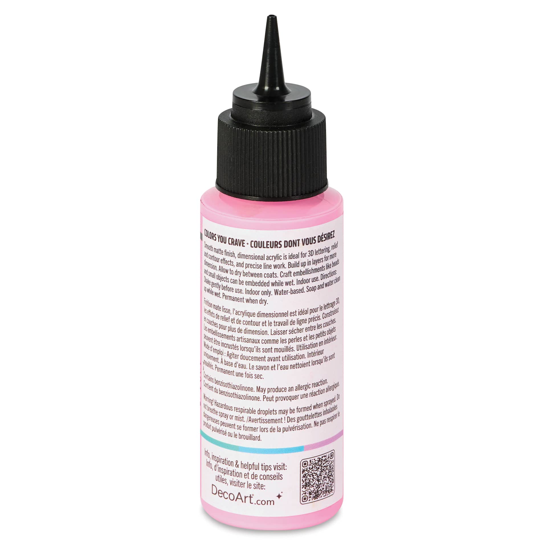 DecoArt Love, Color 3D Acrylic Writer - Rose Parfait, 2 oz back