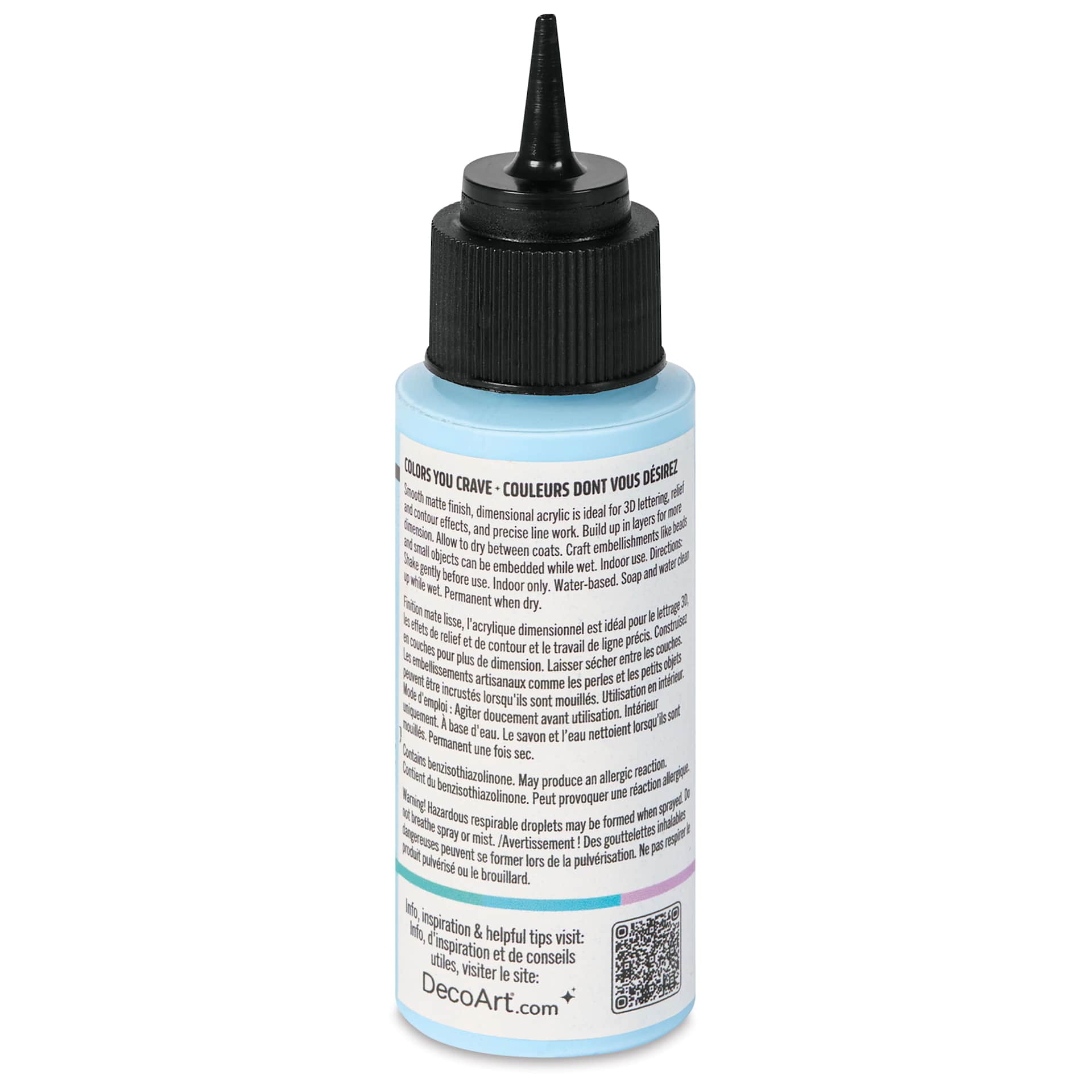 DecoArt Love, Color 3D Acrylic Writer - Blue Macaron, 2 oz back