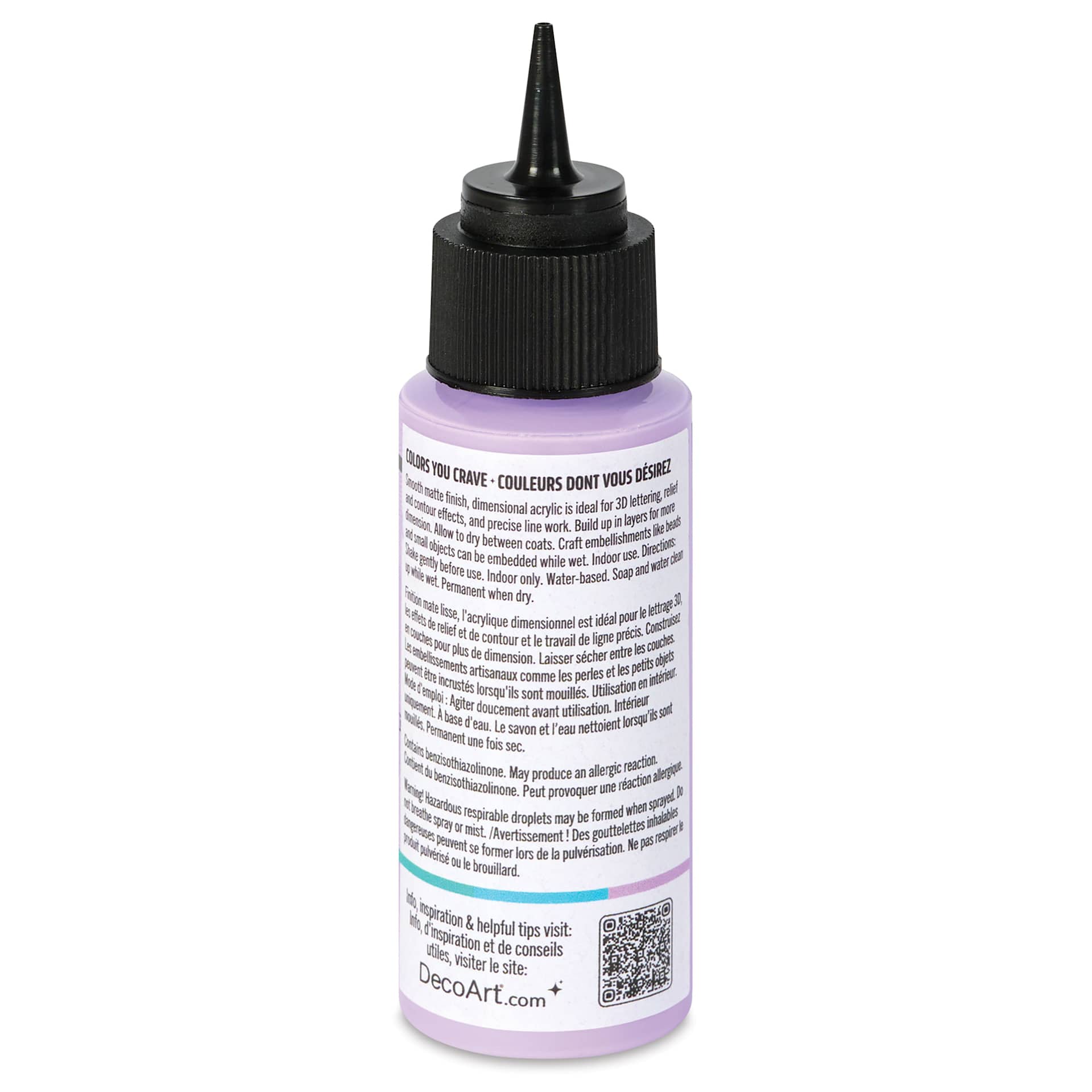 DecoArt Love, Color 3D Acrylic Writer - Lavender Lolly, 2 oz back