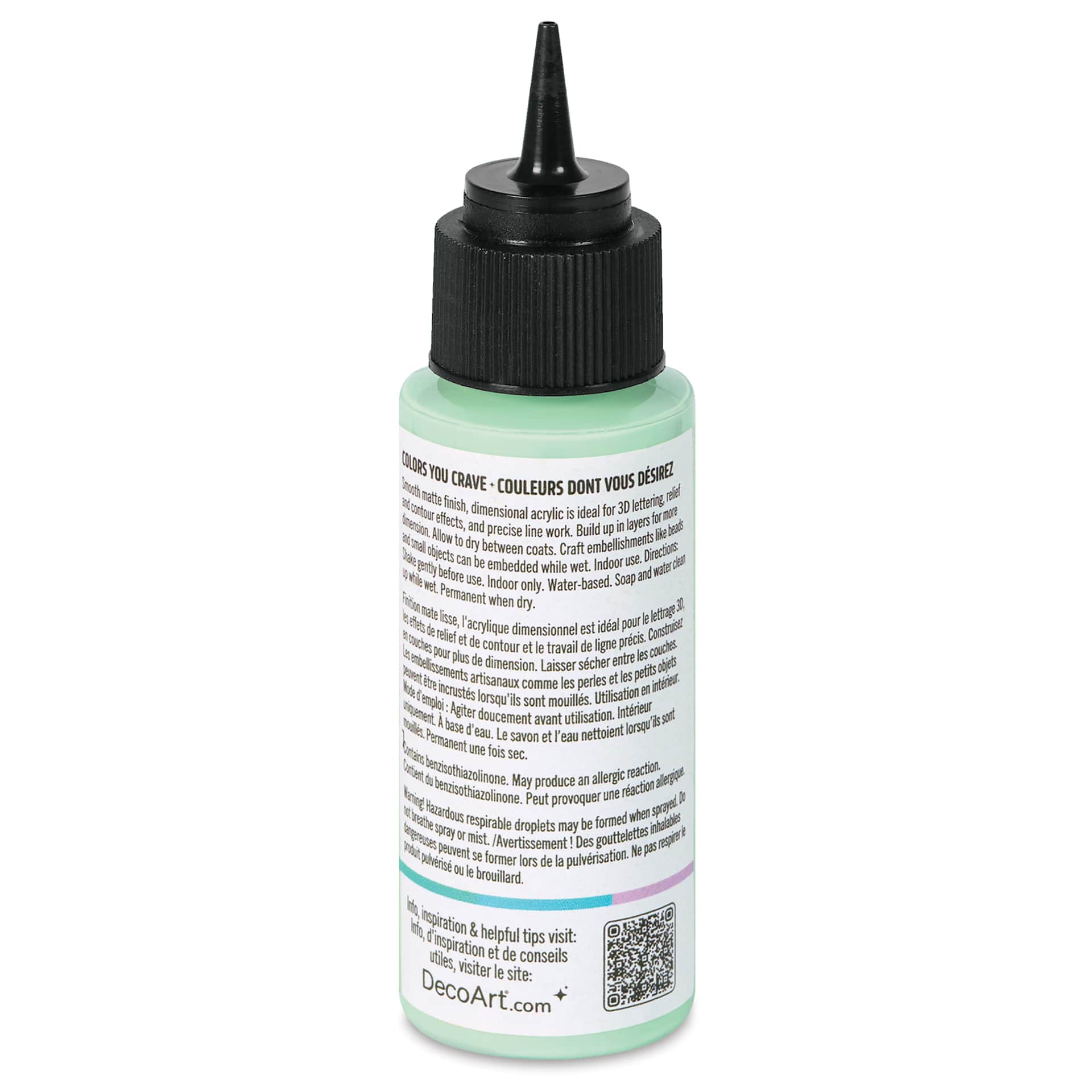 DecoArt Love, Color 3D Acrylic Writer - Mint Chip, 2 oz back
