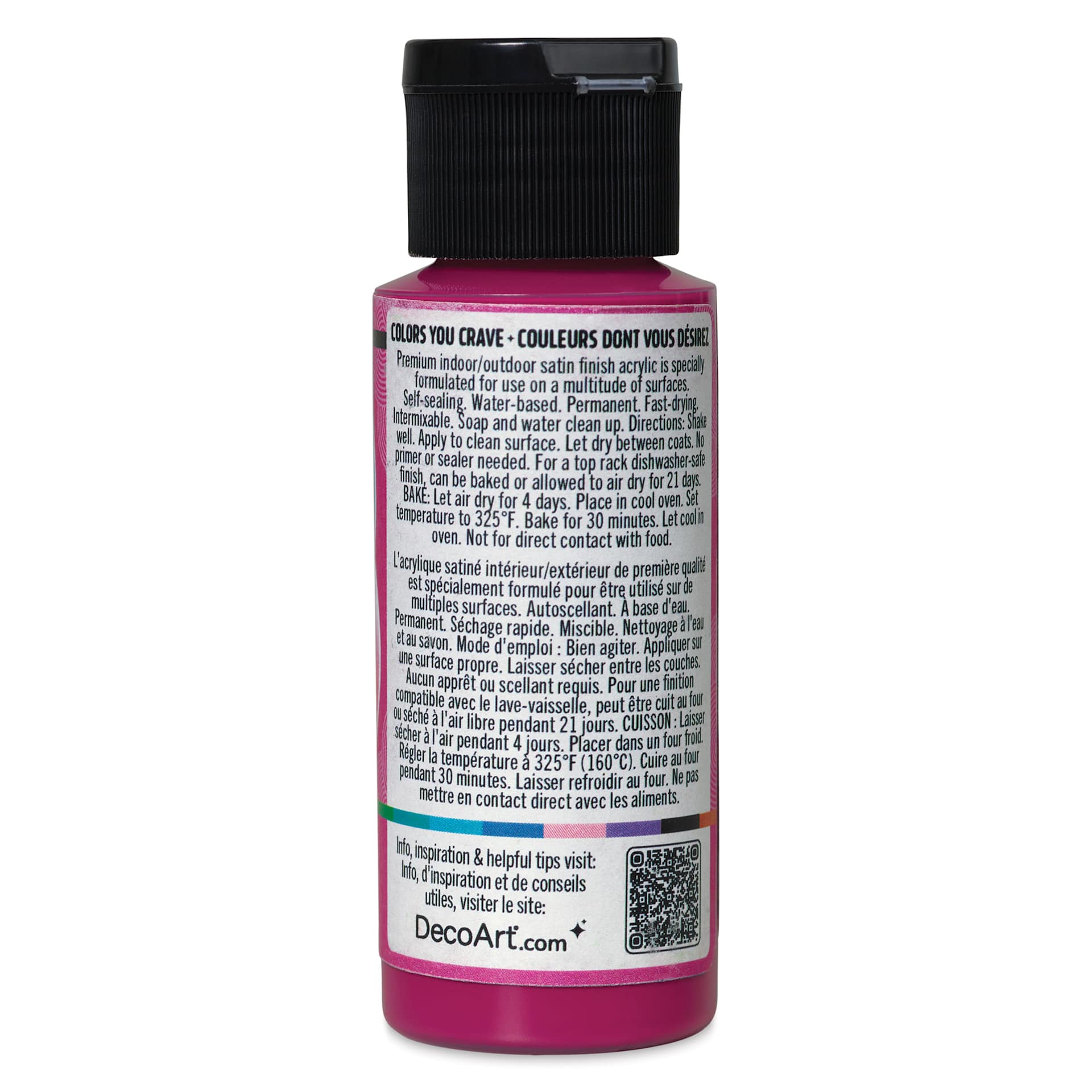 DecoArt Love, Color Acrylic Paint - Magenta Magic, 59 ml back