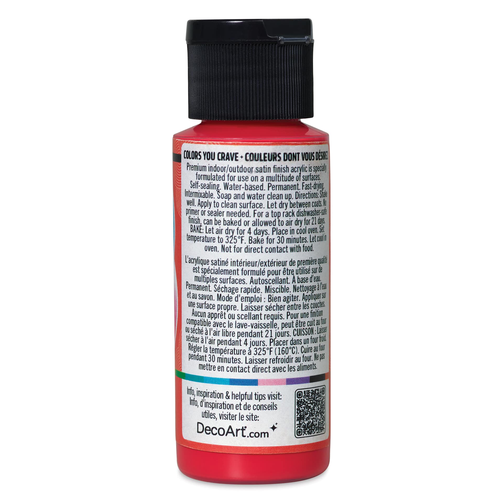 DecoArt Love, Color Acrylic Paint - Cherry Bomb, 59 ml back