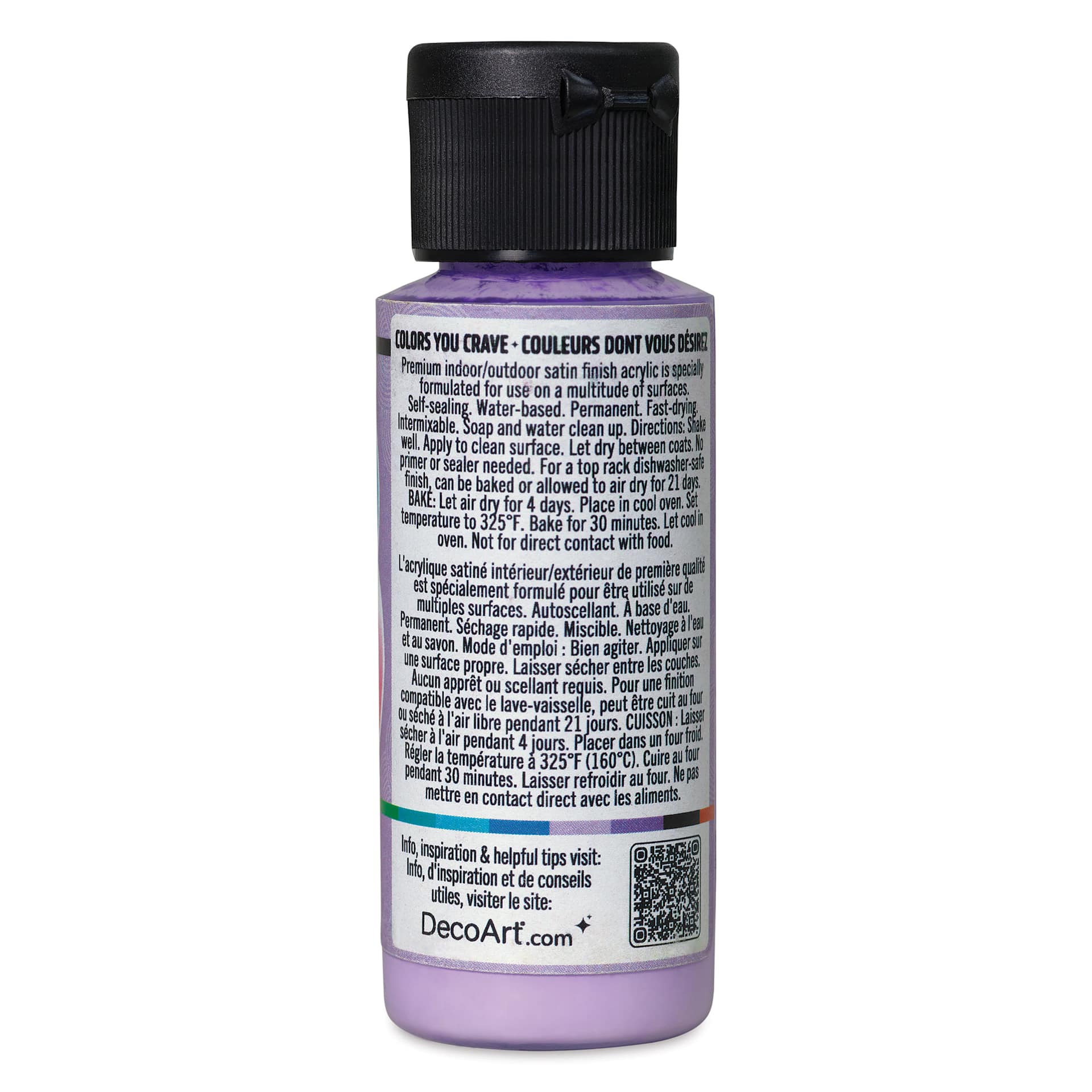 DecoArt Love, Color Acrylic Paint - Lavender Lullaby, 59 ml bottle back