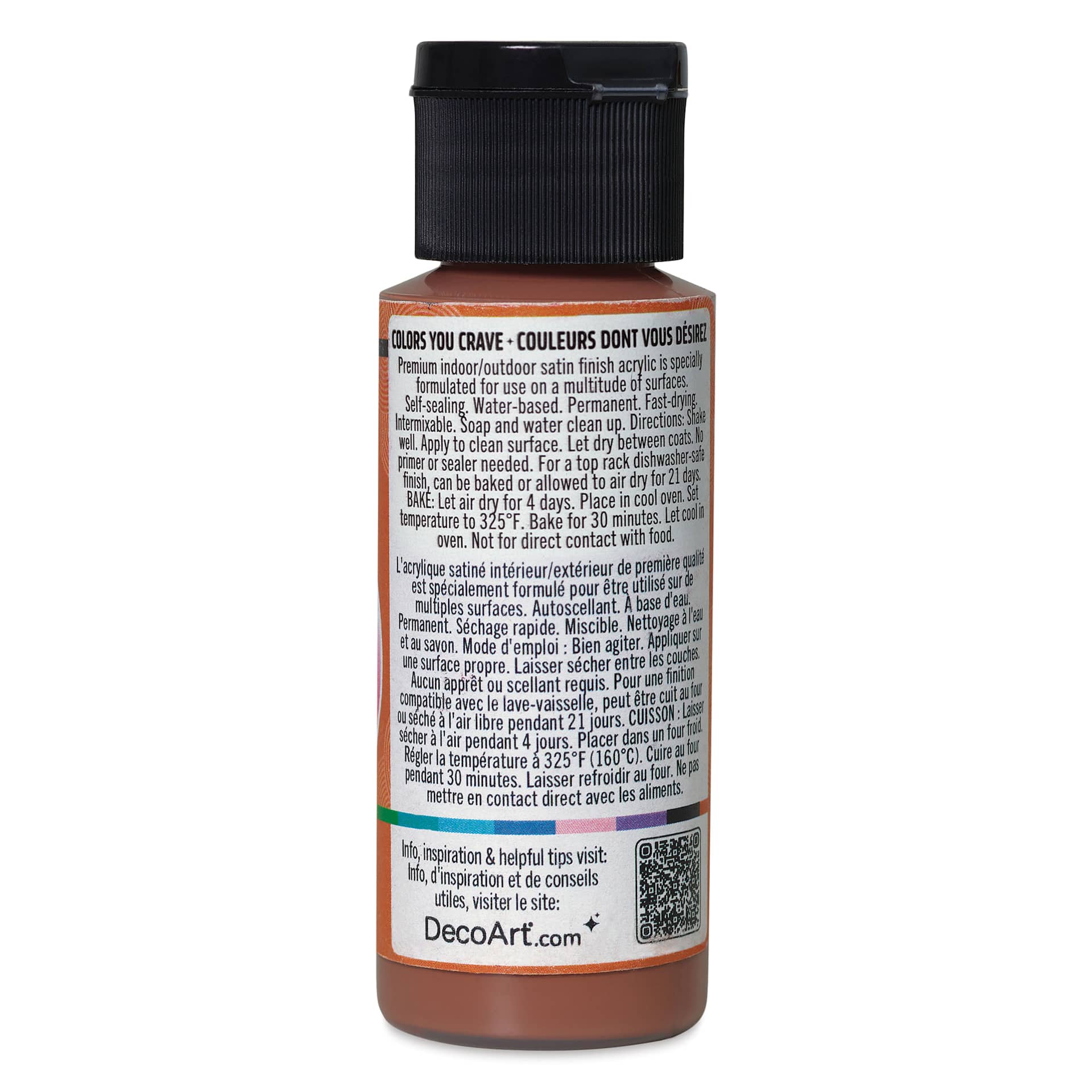 DecoArt Love, Color Acrylic Paint - Elegant Espresso, 59 ml bottle back