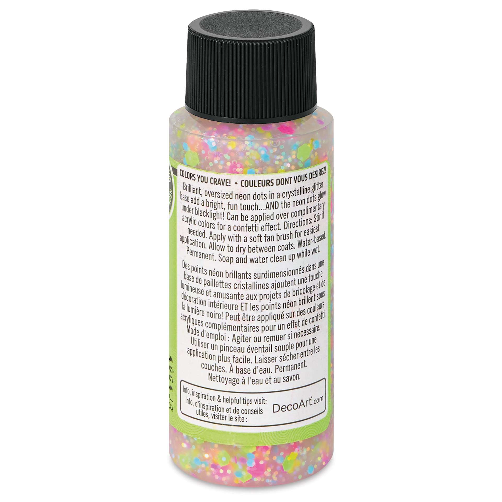 DecoArt Love, Color Neon Confetti Glitter Acrylic Paint - Party at My House, 2 oz back