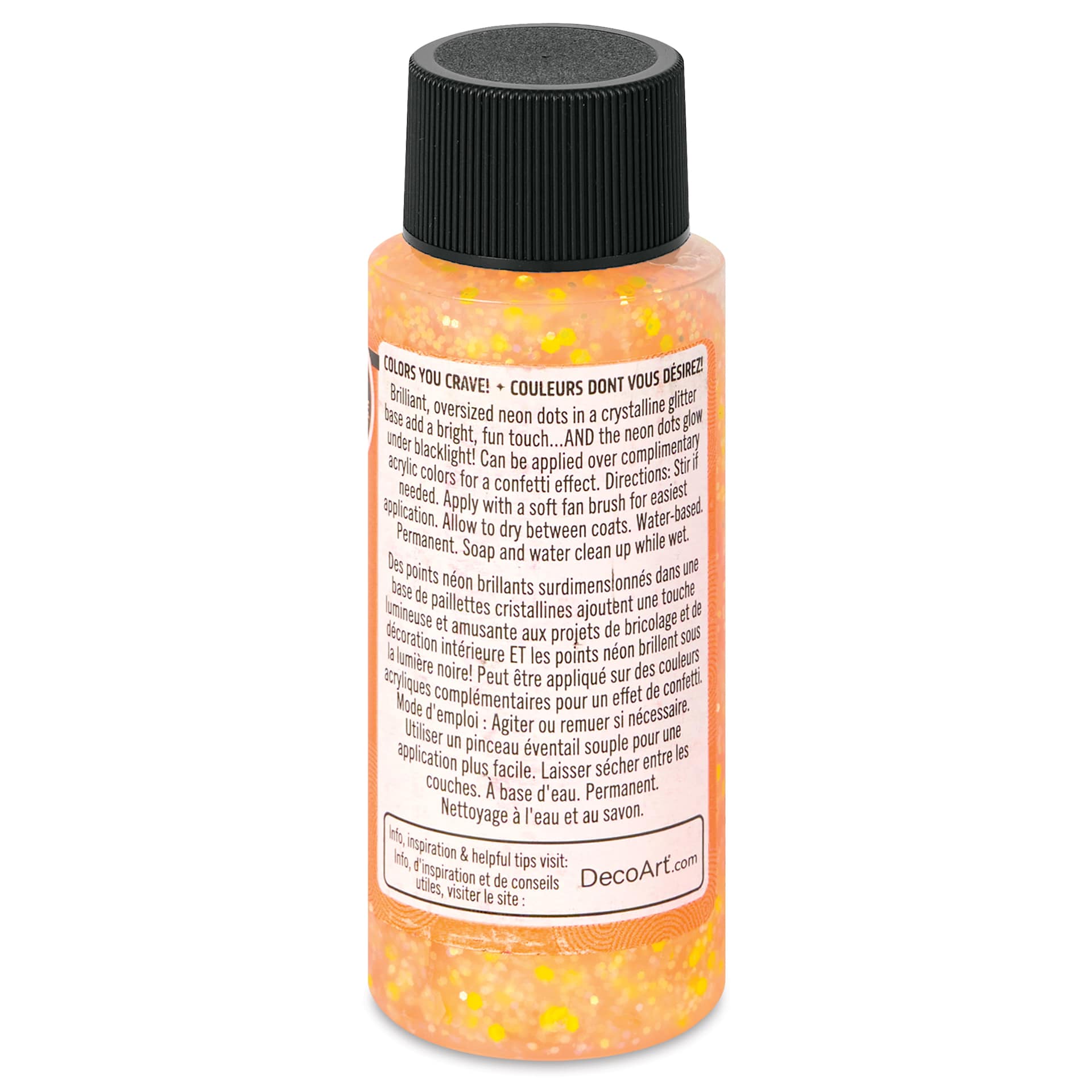 DecoArt Love, Color Neon Confetti Glitter Acrylic Paint - Sunny Daze, 2 oz back