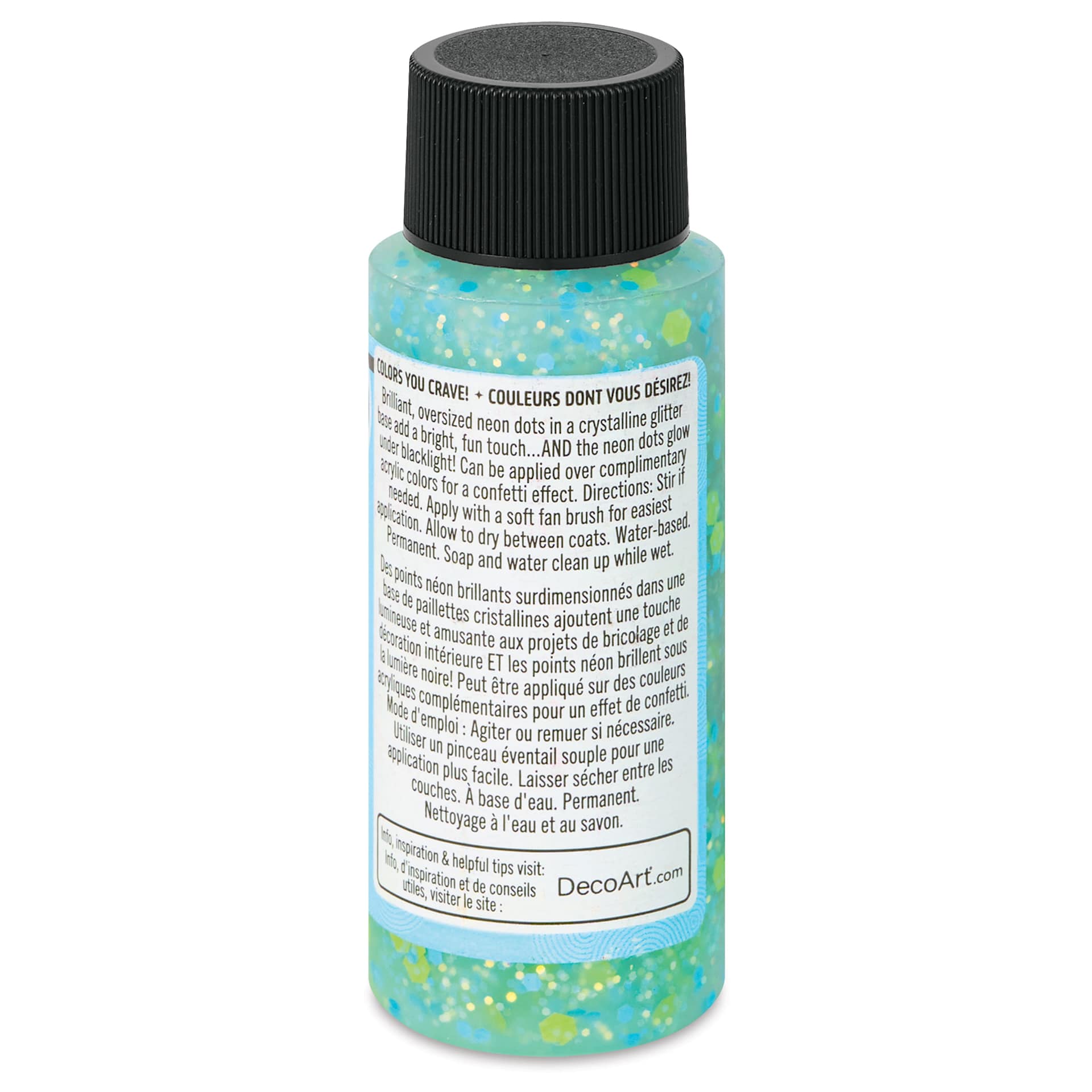 DecoArt Love, Color Neon Confetti Glitter Acrylic Paint - Mermaid Dreams, 2 oz back