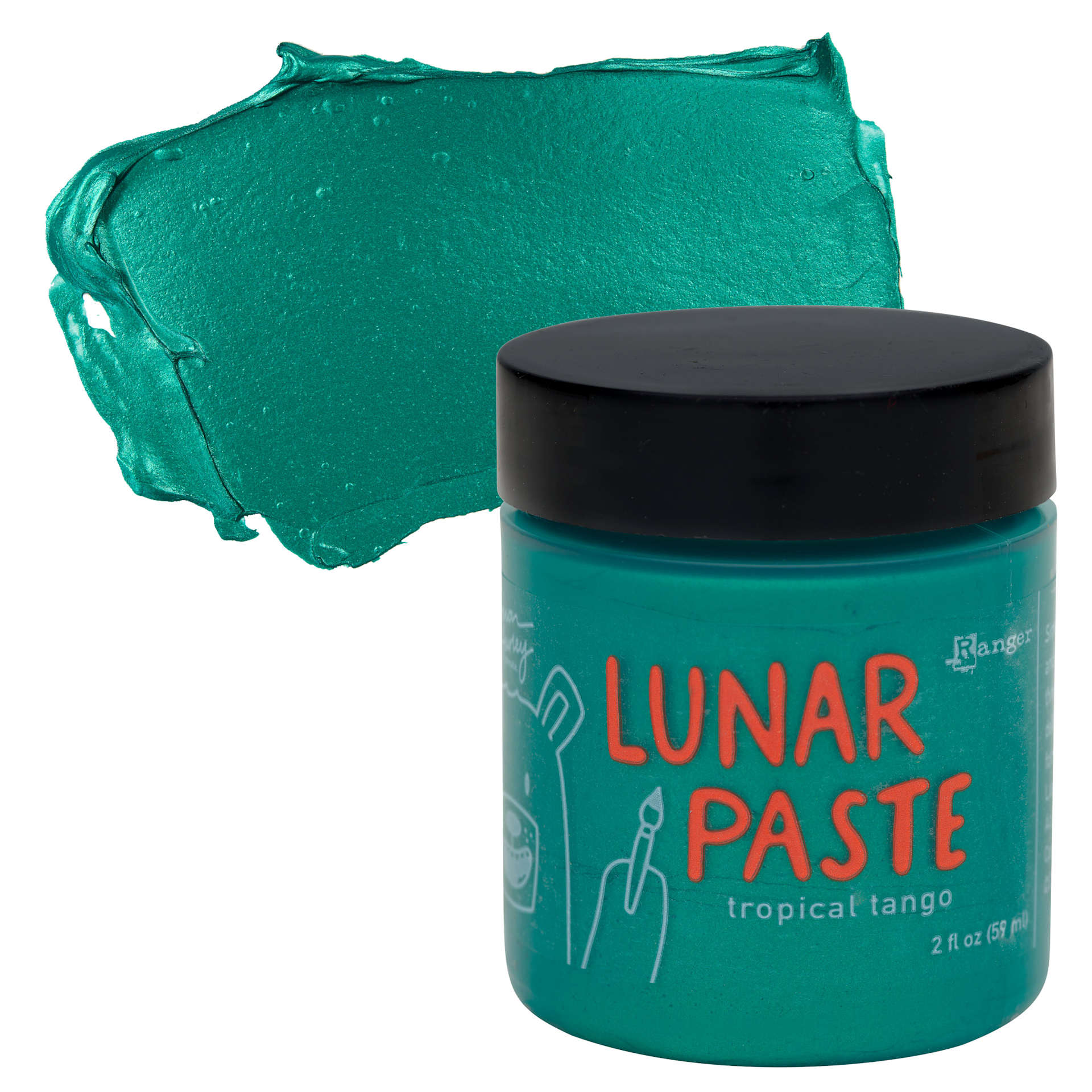 Simon Hurley Create Lunar Acrylic Paste - Tropical Tango, 2 oz jar and swatch